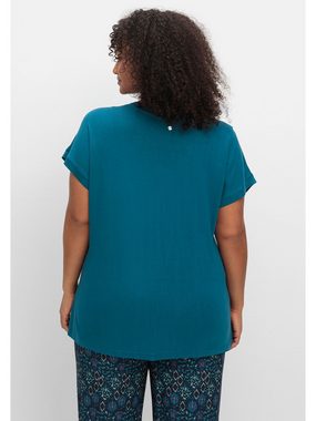 Sheego T-Shirt Große Größen mit V-Ausschnitt und Zierpaspel vorn