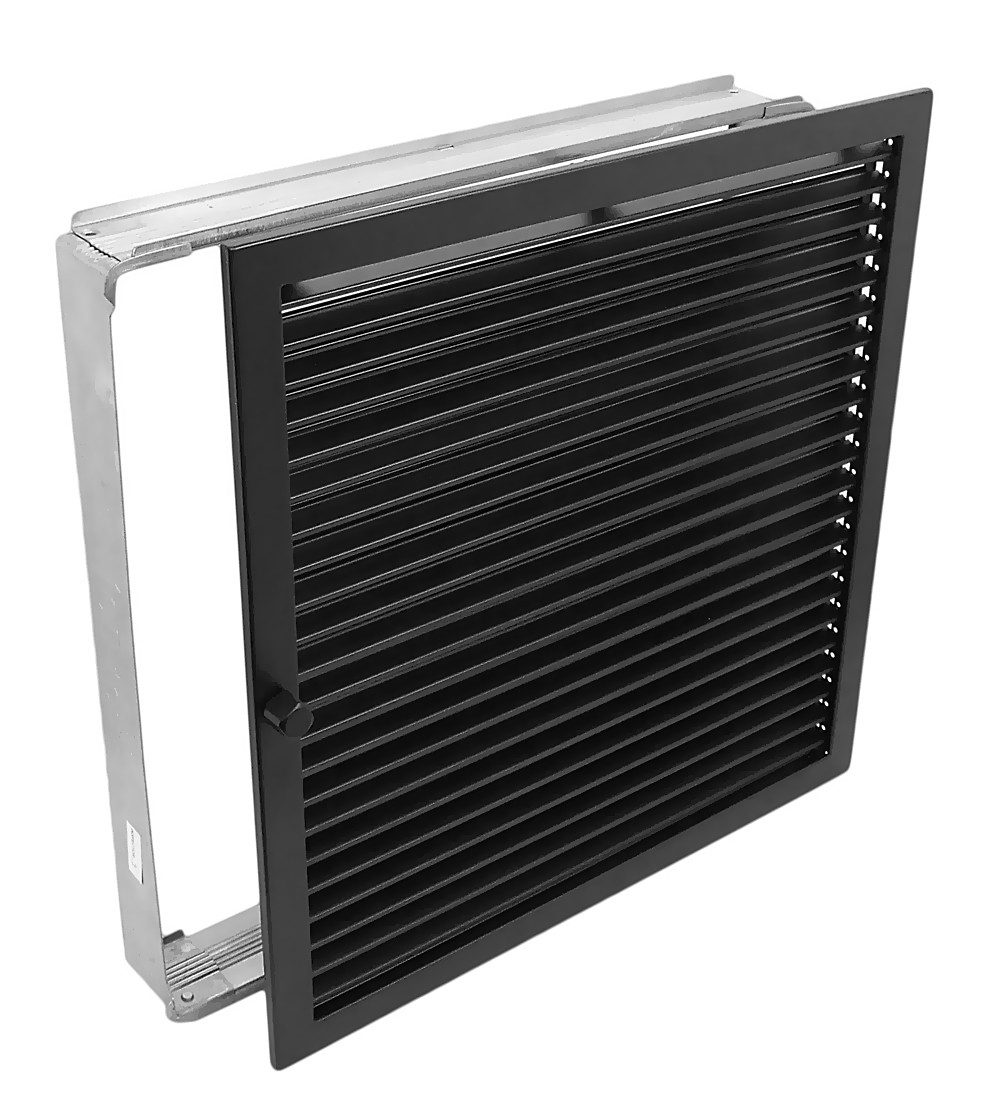 CB-TEC Lüftungsgitter Warmluftgitter WG 4545 S Lüftungsgitter Schwarz 450 x 450 Abluftgitter, Regulierbare Lamellen