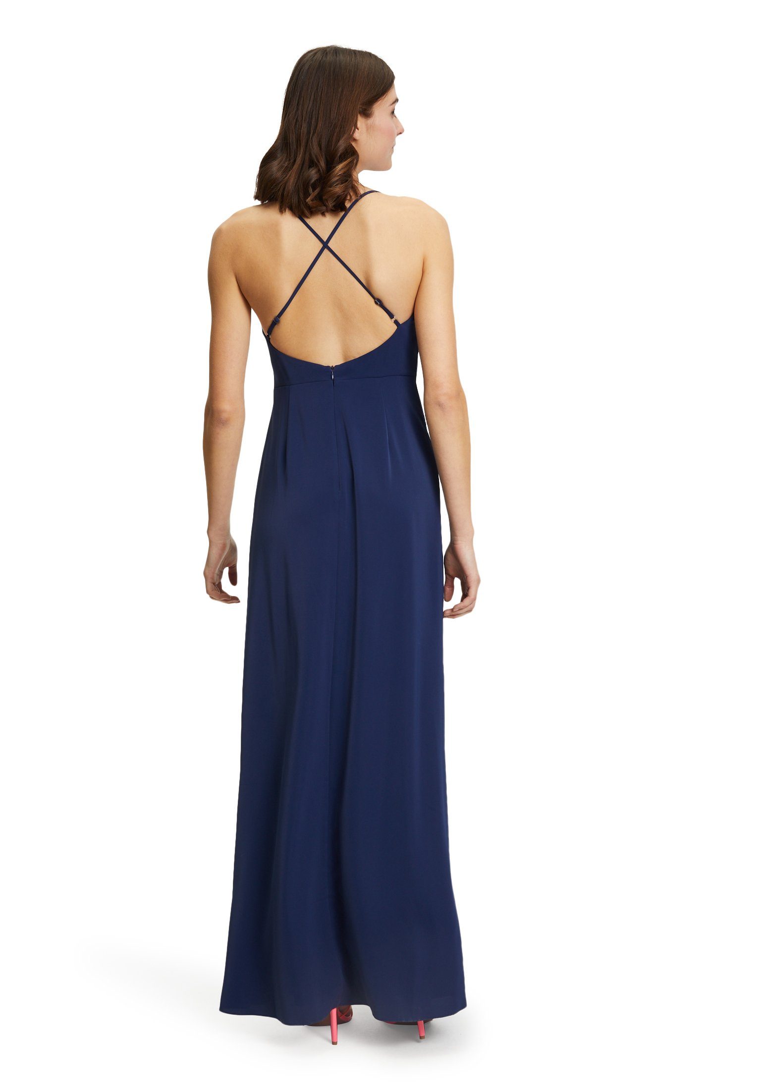 Vera Mont Festival Blue mit (1-tlg) Wasserfallausschnitt Schlitz Maxikleid