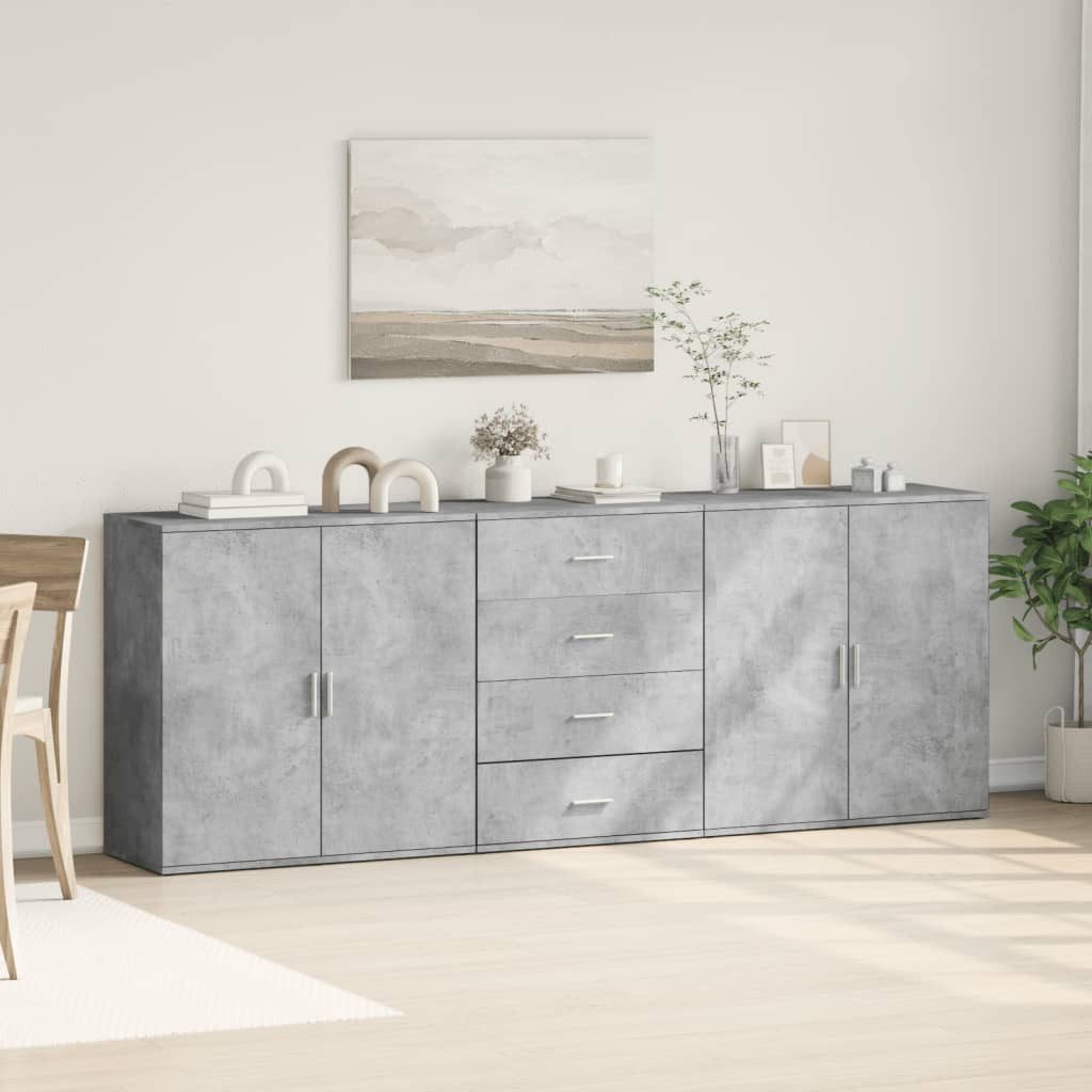 vidaXL Sideboard Sideboards 3 Stk. Betongrau Holzwerkstoff (1 St)