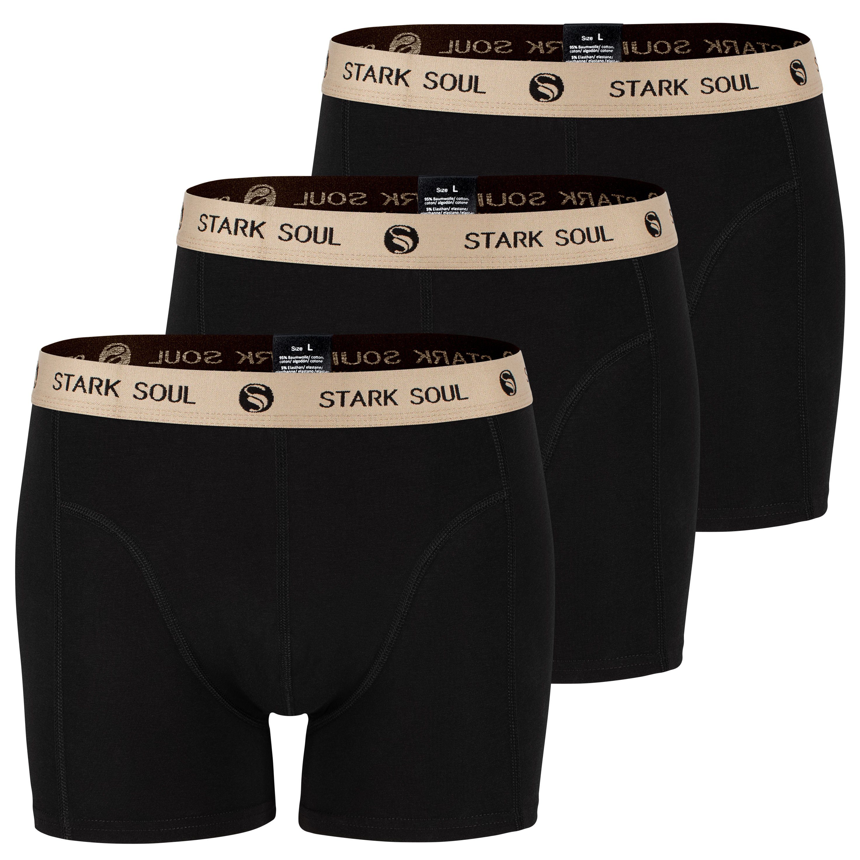 3er-Pack Trunks Schwarz-Safari Boxershorts Boxershorts, - Soul® weiche Stark Baumwolle 3er Herren Pack, Retroshorts,