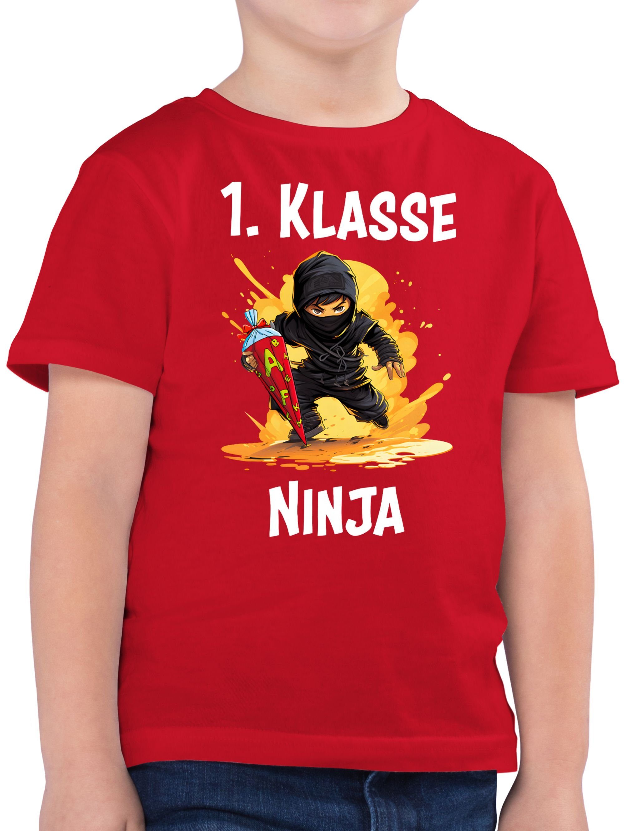 Shirtracer T-Shirt Ninja Einschulung Schulkind Schulanfang 1. Klasse Erste Einschulung Junge Schulanfang Geschenke 03 Rot