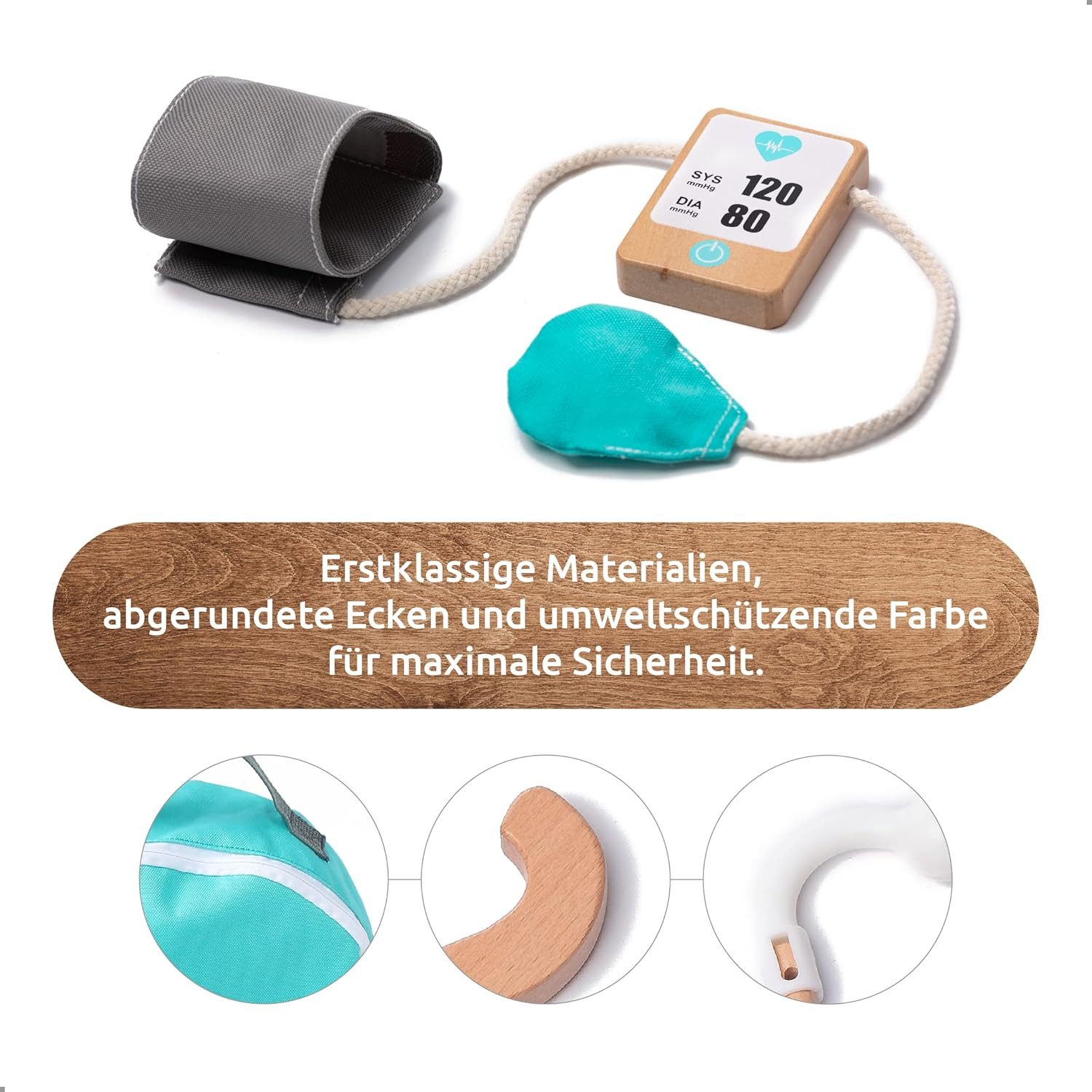 Esun Spielzeug-Arztkoffer Holz Arztkoffer Kinder Spielset Doktorkoffer Spielzeug 18 St., (SET, 18-tlg., Komplettset), Geschenk für Mädchen Jungen ab 3 4 5 6 7 8 Jahre