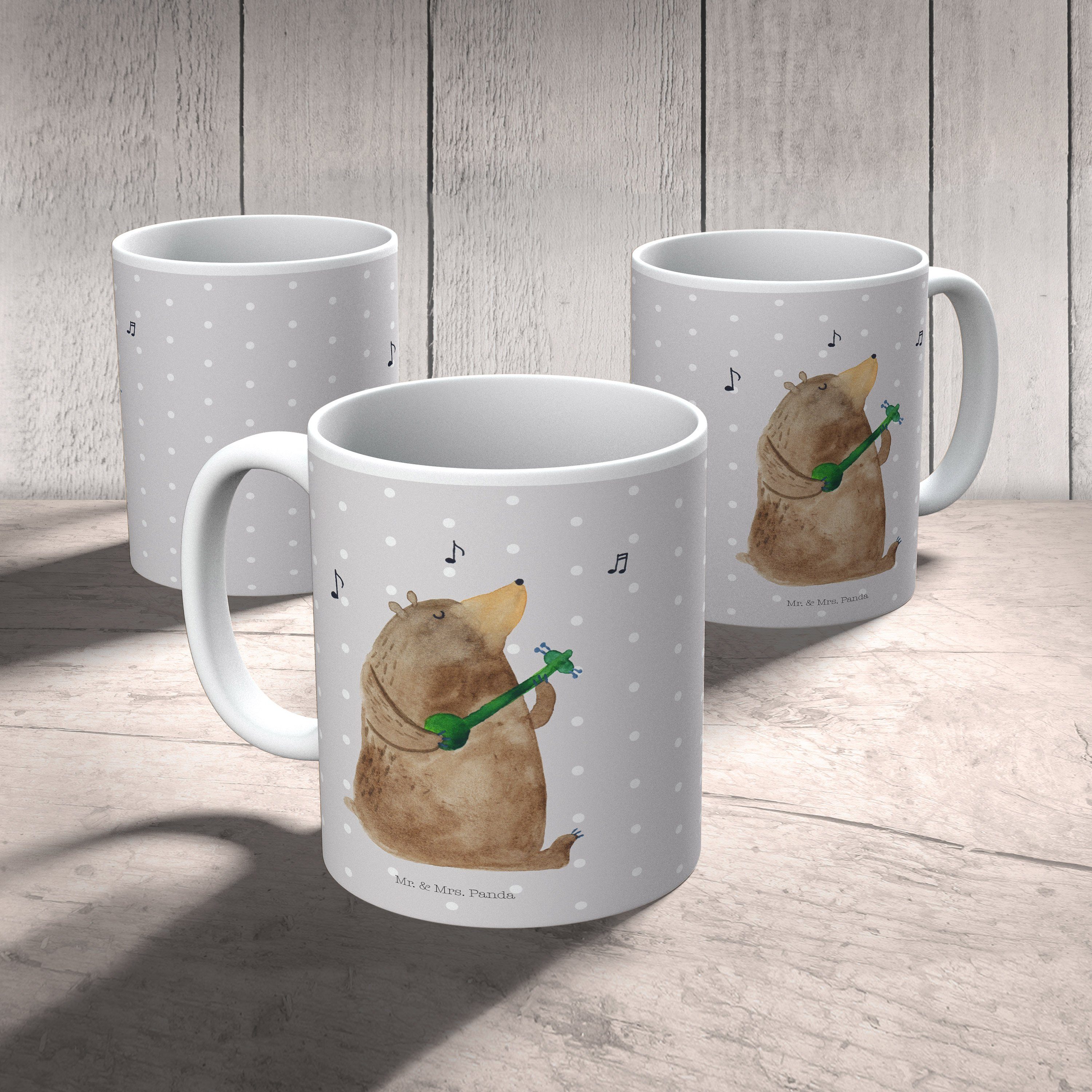 - Geschenk, Keramik Pastell Mr. Bär Grau Panda Lied Tasse - Tedd, Mrs. & Frau, Tasse, Porzellantasse,