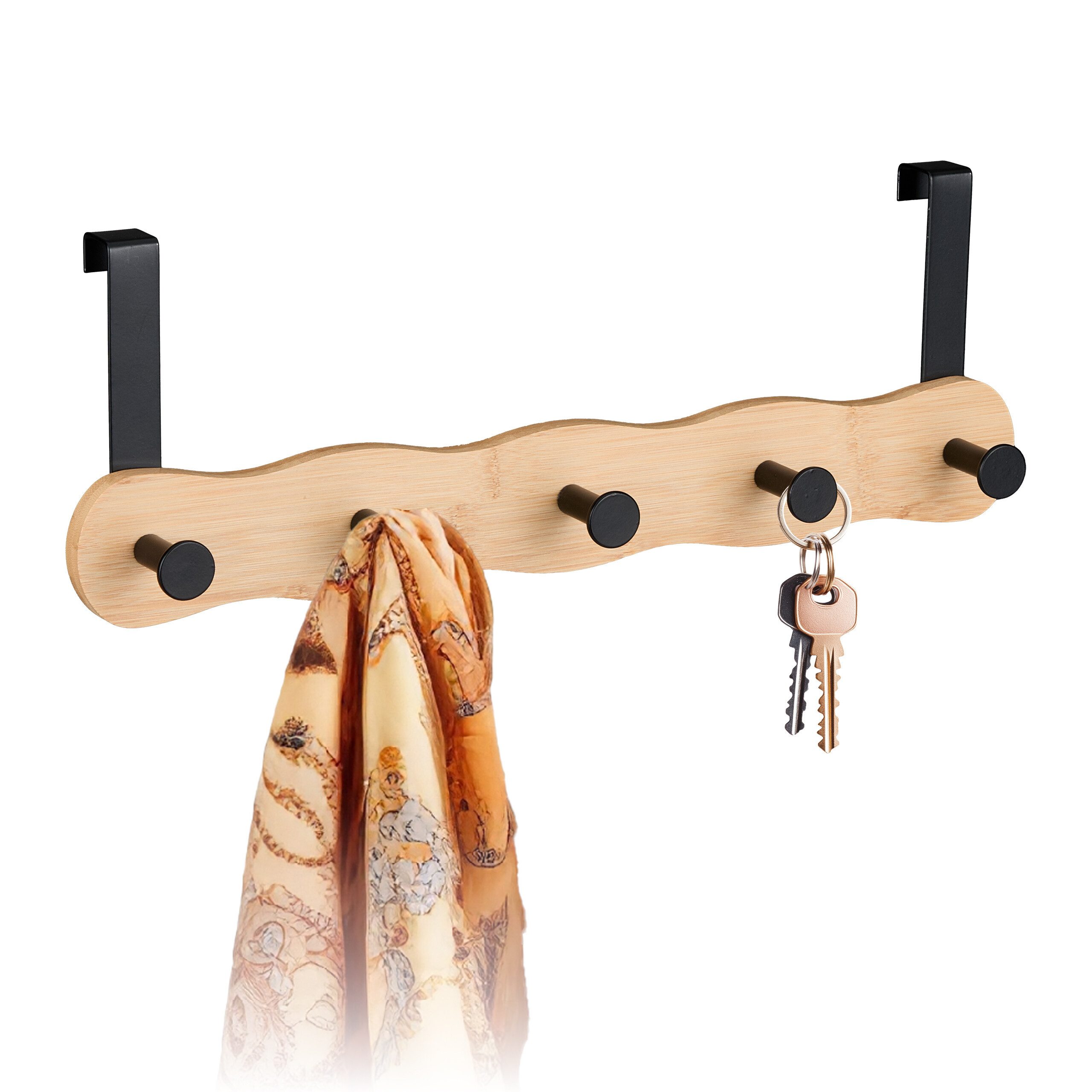 relaxdays Türgarderobe mit 5 Hake, Türen, schwarz günstig online kaufen