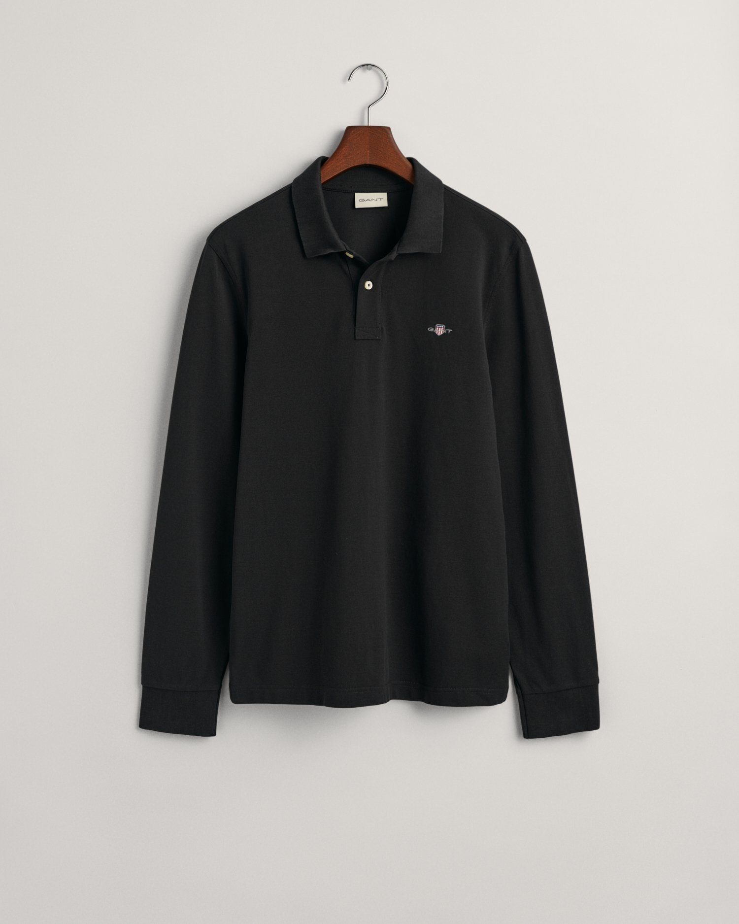 Gant Poloshirt REG SHIELD auf RUGGER Brust Logotickerei black der PIQUE LS mit