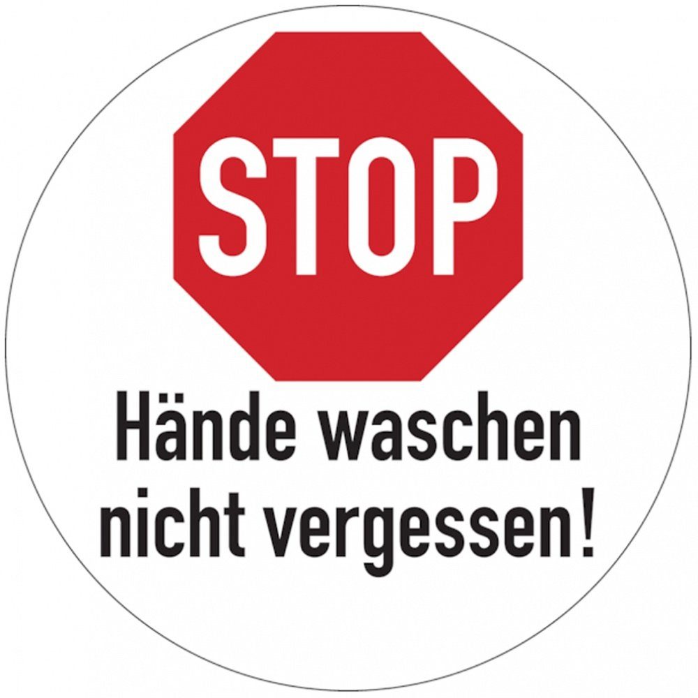 König Werbeanlagen Hinweisschild Hygieneschild, STOP Hände waschen nicht vergessen, Folie