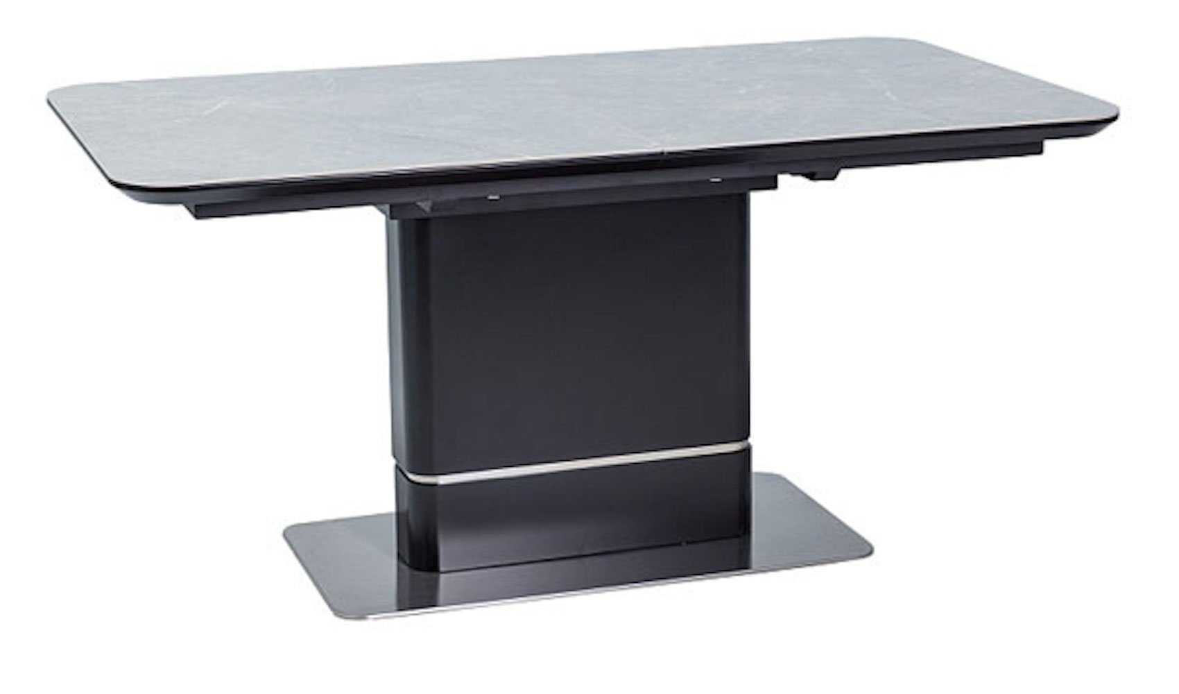 Feldmann-Wohnen Esstisch Pallas Ceramic (Gestell aus Mitteldichter Faserplatte (MDF) / gebürsteter Stahl, 1-St., Tischplatte aus Mitteldichter Faserplatte (MDF) / Keramik), 160-210x90x76cm Marmor grau schwarz ausziehbar