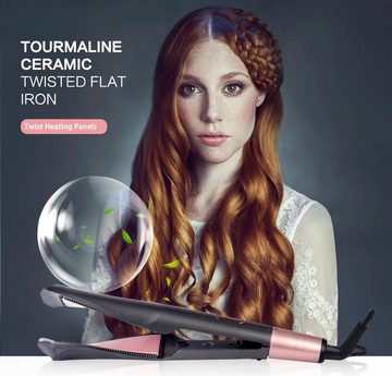 Lalano`S Cosmetics Glätteisen 2 in 1 Twisted-Iron Haarglätter und Lockencreator Curl and Straight Keramik-Turmalin-Beschichtung
