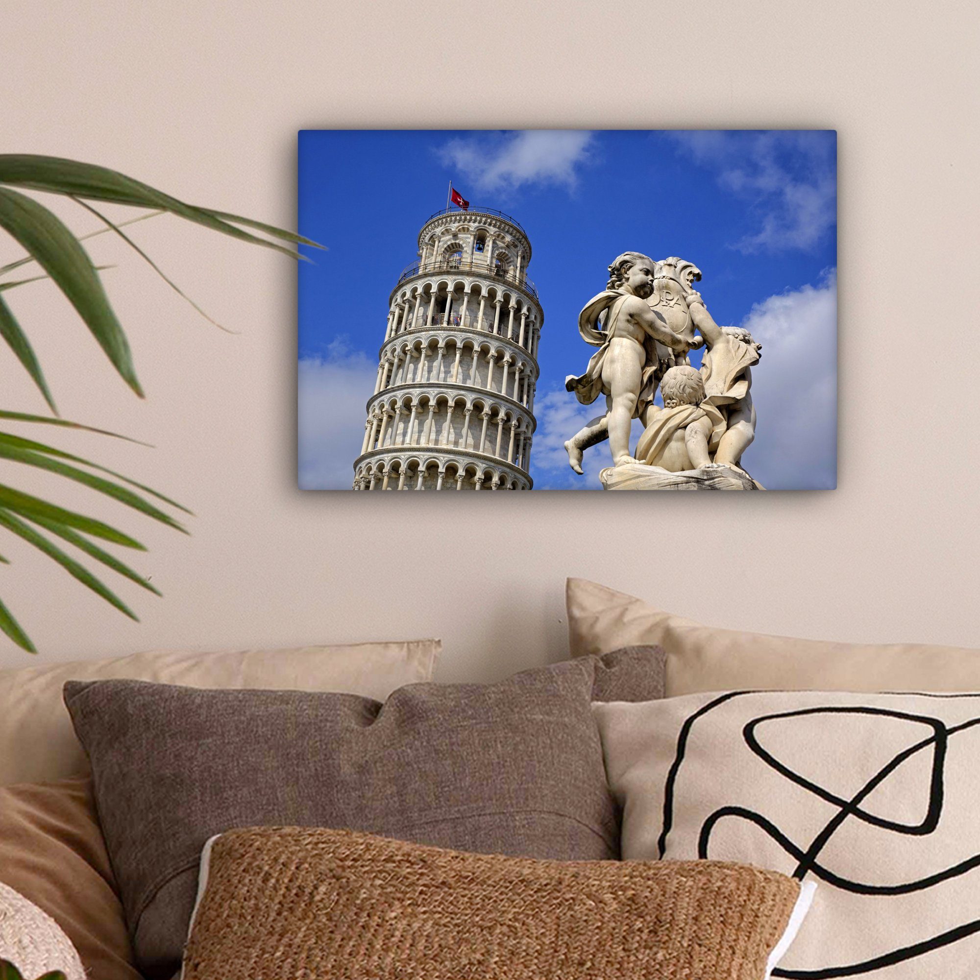 OneMillionCanvasses® Leinwandbild Leinwandbilder, cm - 30x20 Wanddeko, Pisa Pisa Wandbild (1 St), Turm von - Aufhängefertig, Italien