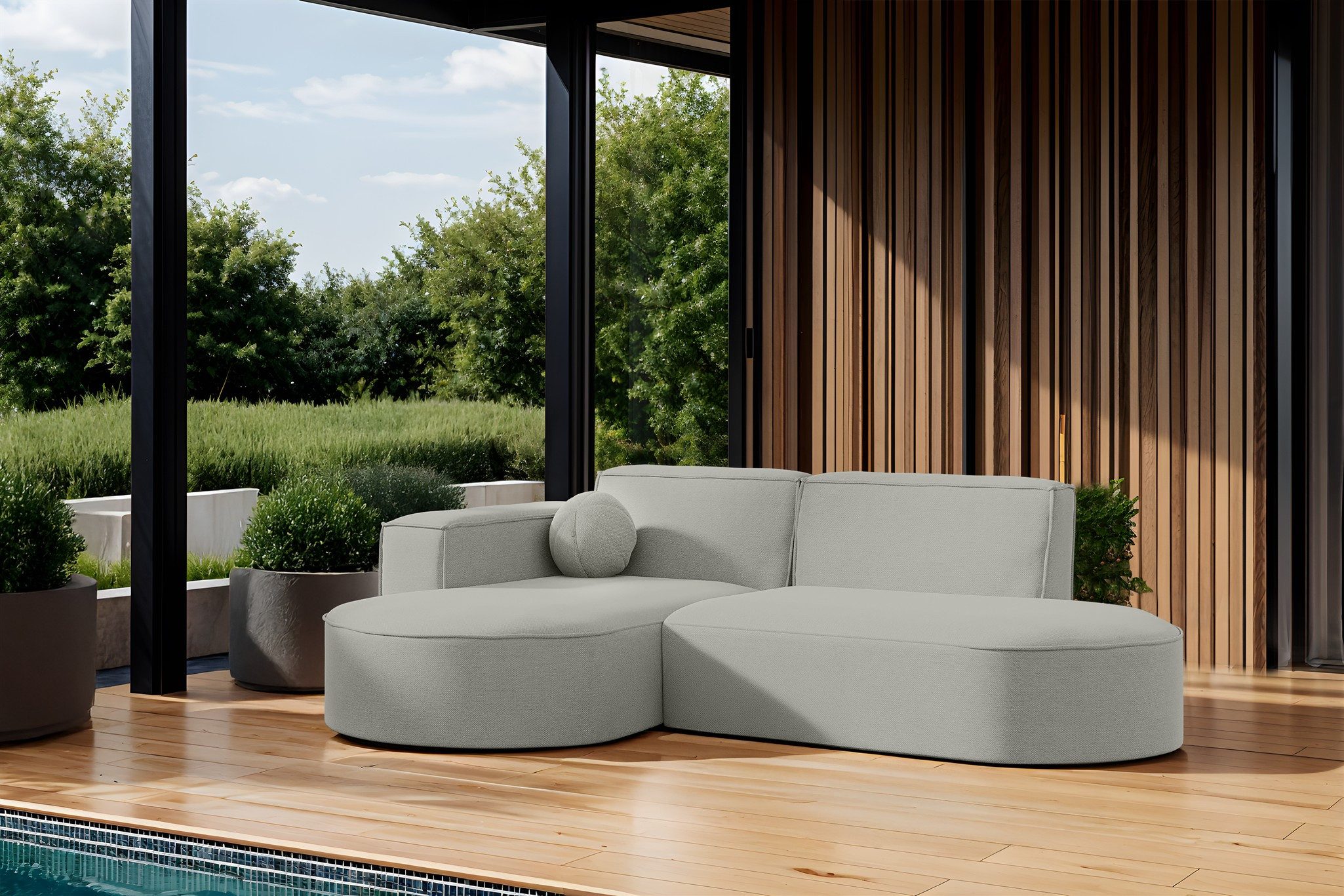 Fun Möbel Loungesofa Gartenmöbel Gartensofa Ecksofa SUNDAY XS, inkl. 1 Zierkissen, Wetterfester Stoff