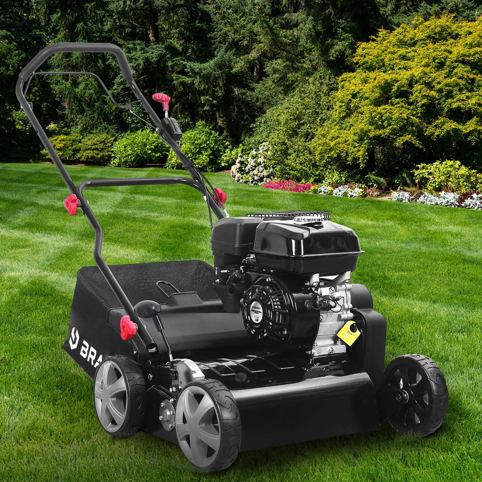 BRAST Benzin-Vertikutierer / Lüfter 4,5kW (6,12PS), 4-Takt Motor 212ccm, 45 cm Arbeitsbreite, TÜV geprüft, 50L Fangkorb