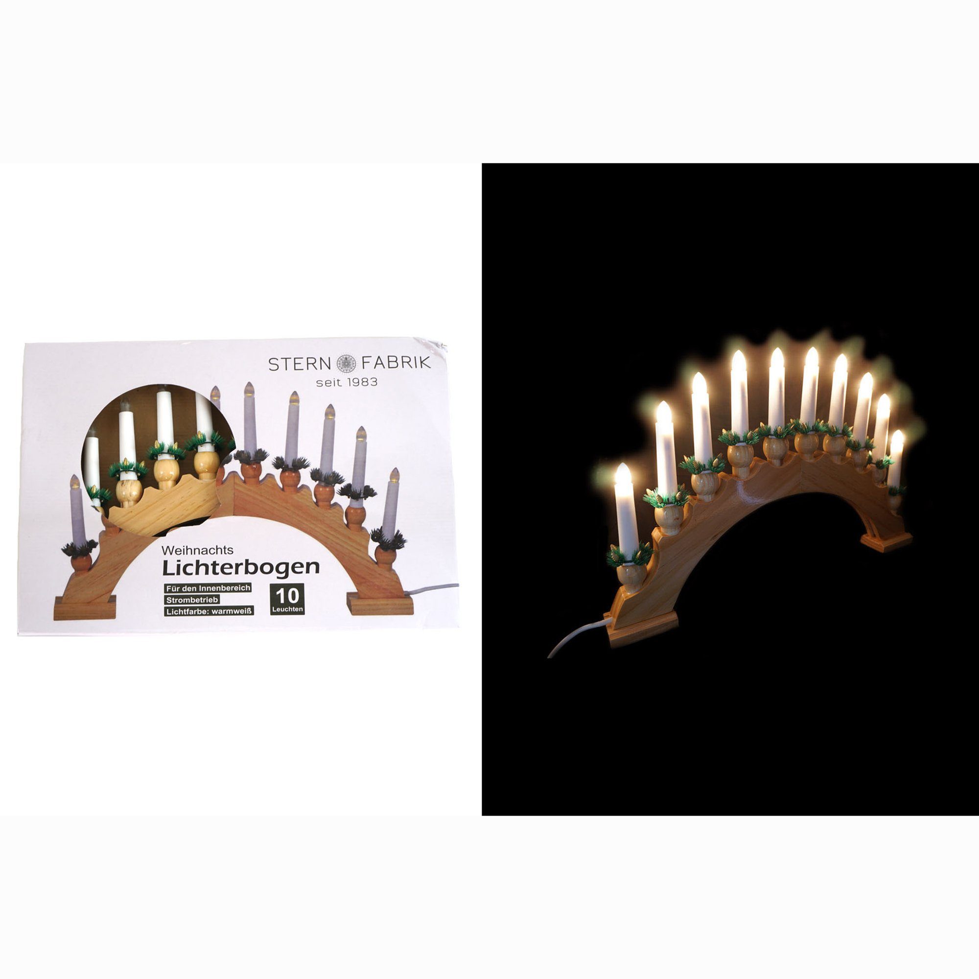 Annastore LED Lichterbogen Lichterbogen Weihnachten aus Holz Lichterbrücke Schwibbogen, 46 x