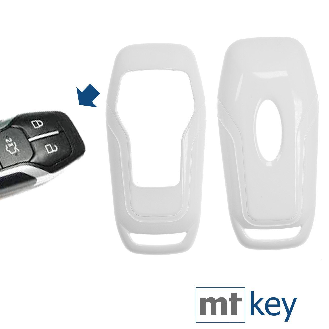 Explorer Autoschlüssel Mustang Edge KEYLESS Schutzhülle für Weiß, SMARTKEY Fusion Ford Hardcover Schlüsseltasche mt-key