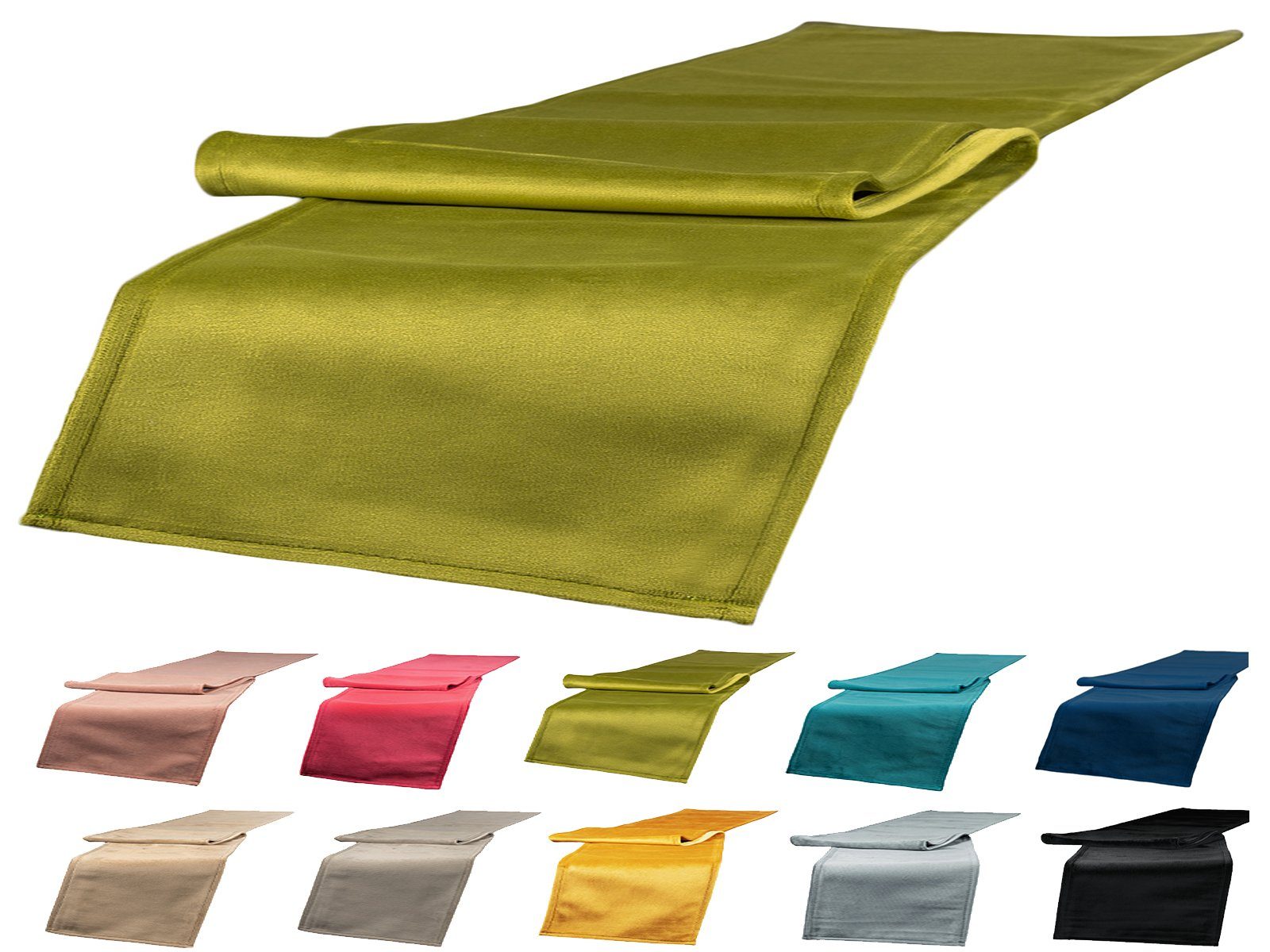 beties Tischläufer Samt&Sonders (1-tlg, 1 Stück Tischläufer), ca. 40x140 cm Samt Tischdekoration modern und edel mai-grün