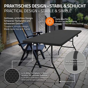 ML-DESIGN Campingtisch Buffettisch Partytisch Koffertisch Flohmarkttisch, Schwarz 180x74cm Kunststoff Klapptisch Tragegriff Falttisch