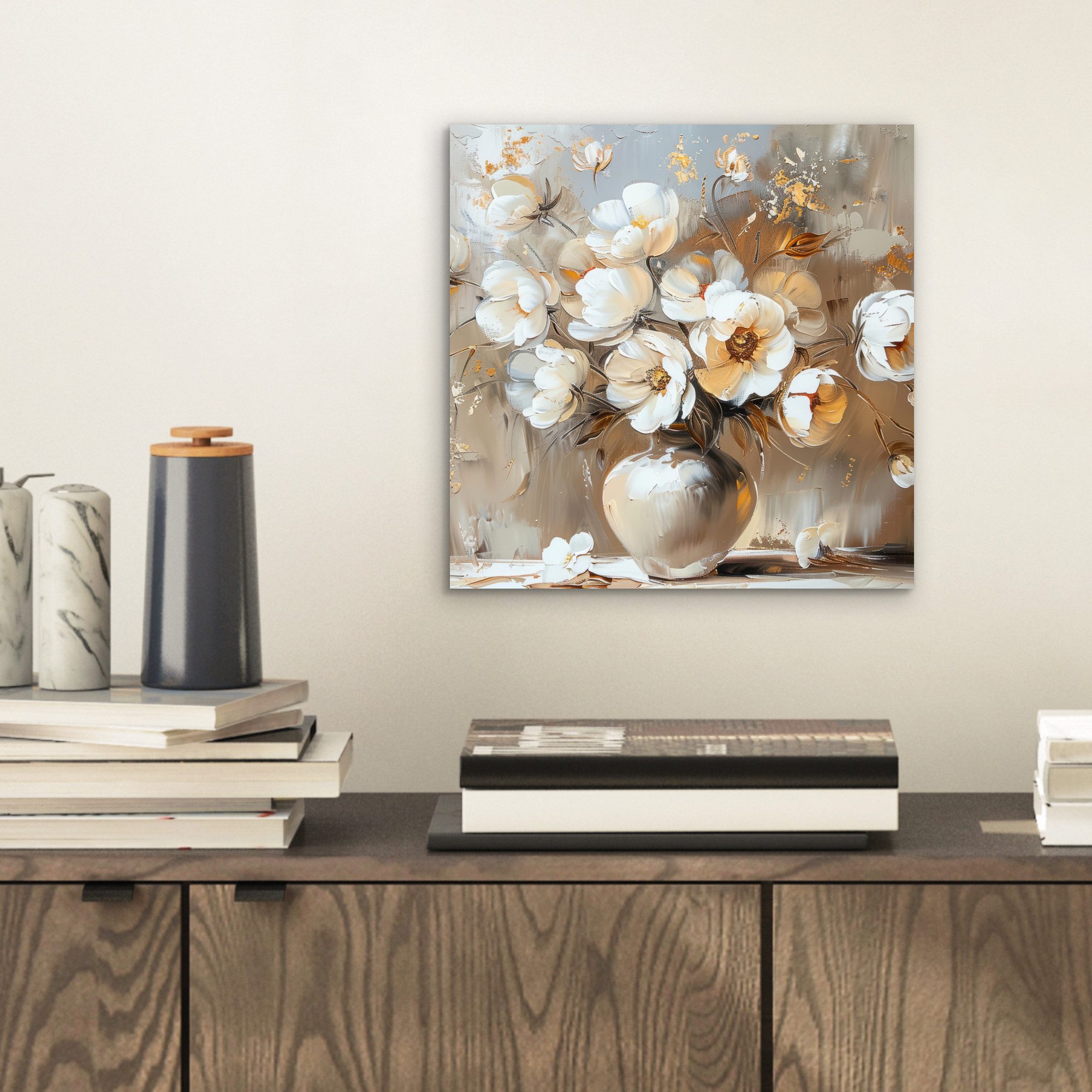 MuchoWow Metallbild Vase - Blumen - günstig online kaufen