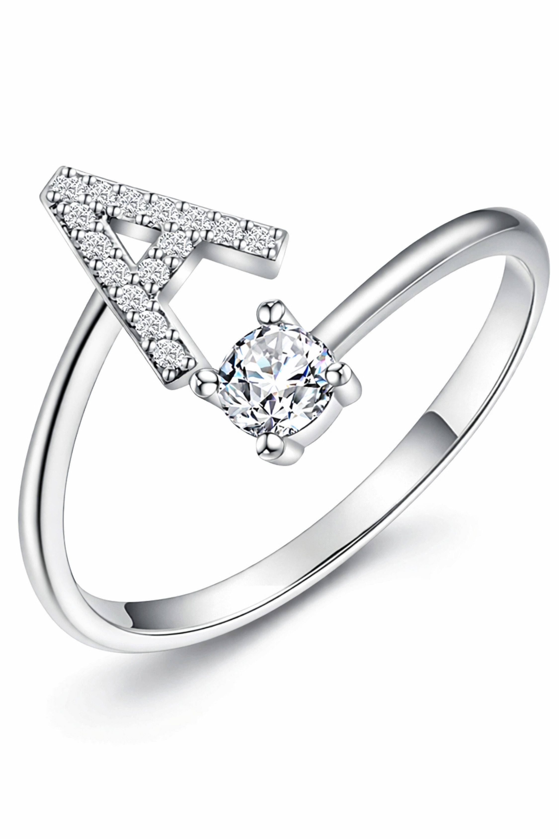 S&T Design Fingerring Buchstaben Ring Damen 14K Gold Vergoldet Silber Verstellbar Wasserfest (Goldring Geschenke für Frauen Freundin Mädchen Schmuck, 1-tlg., Buchstabenring), Damenring langlebigem Edelstahl Verstellbare Größe 50 - 60 Modeschmuck