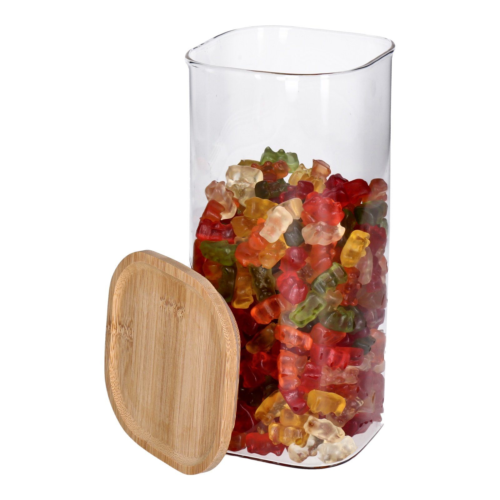 Vorratsglas Bambusdeckel, Vorratsglas TP Glas Lebensmittel, Behälter für mit luftdich
