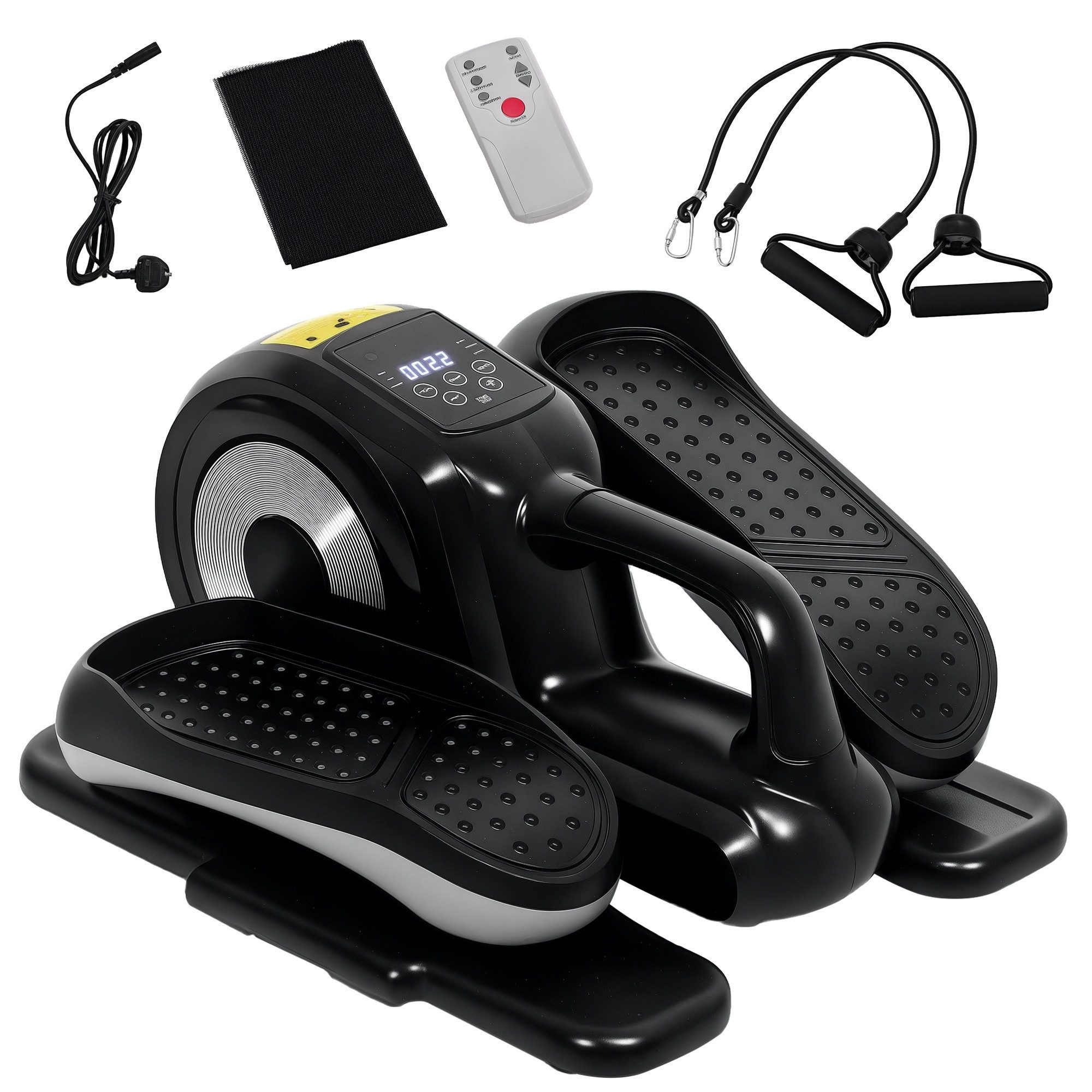 SPORTNOW Ellipsentrainer Fußtrainer, Handlicher Pedaltrainer (Trainingsgerät mit Vorwärts- und Rückwärtsbewegung, 1-tlg., 12 Programme, LCD-Monitor), Fernbedienung, Heimtrainer