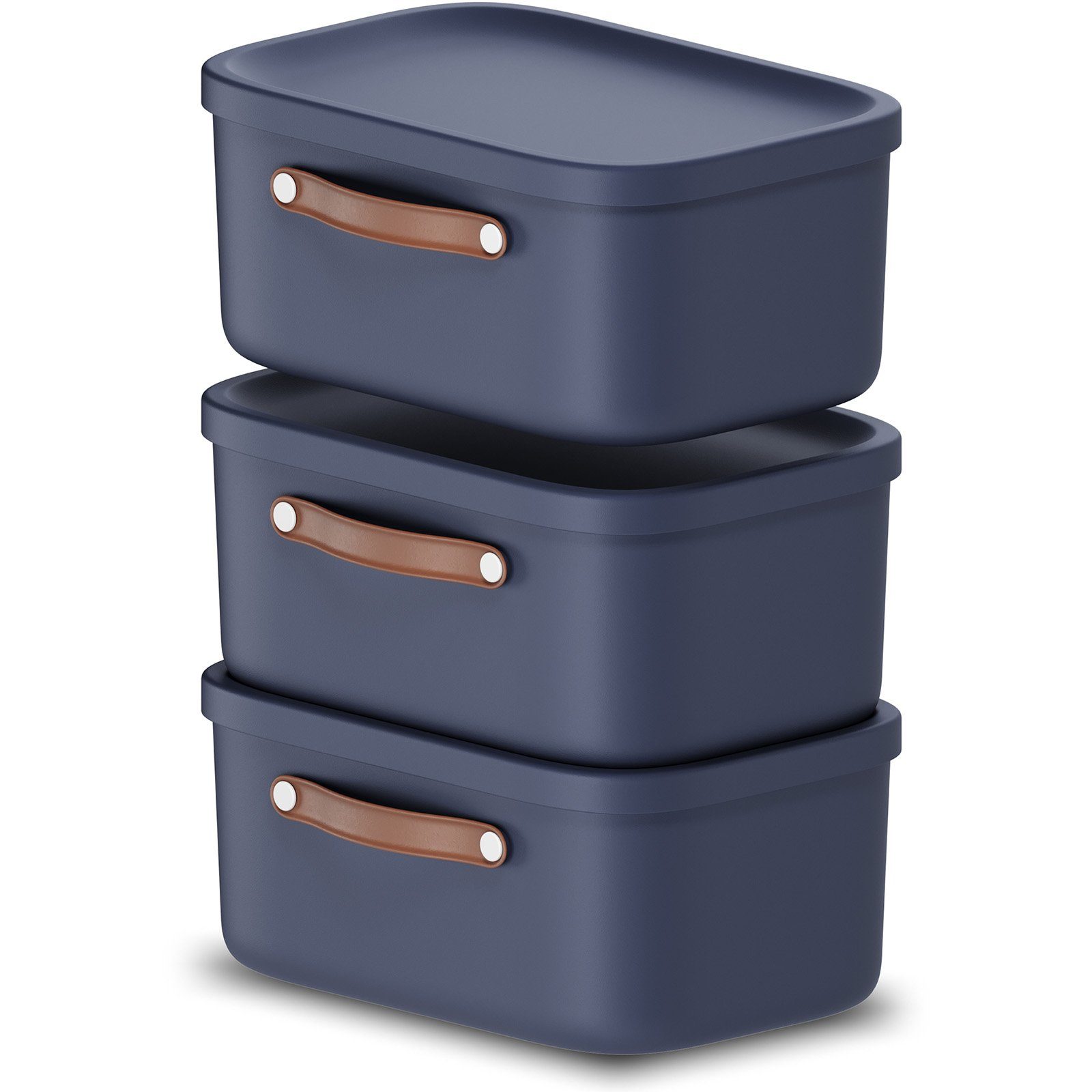 Stapelbox 3er-Set Kiste mit Deckel Maloja 12l