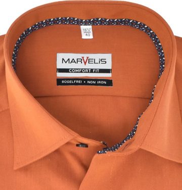 MARVELIS Businesshemd Businesshemd - Comfort Fit - Langarm - Einfarbig - Rostbraun