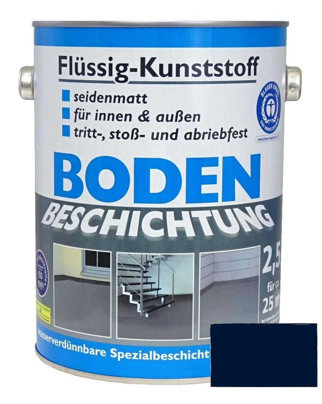 Wilckens Farben Bodenversiegelung, Flüssig-Kunststoff 2,5 L Bodenbeschichtung Stahlblau- RAL 5011