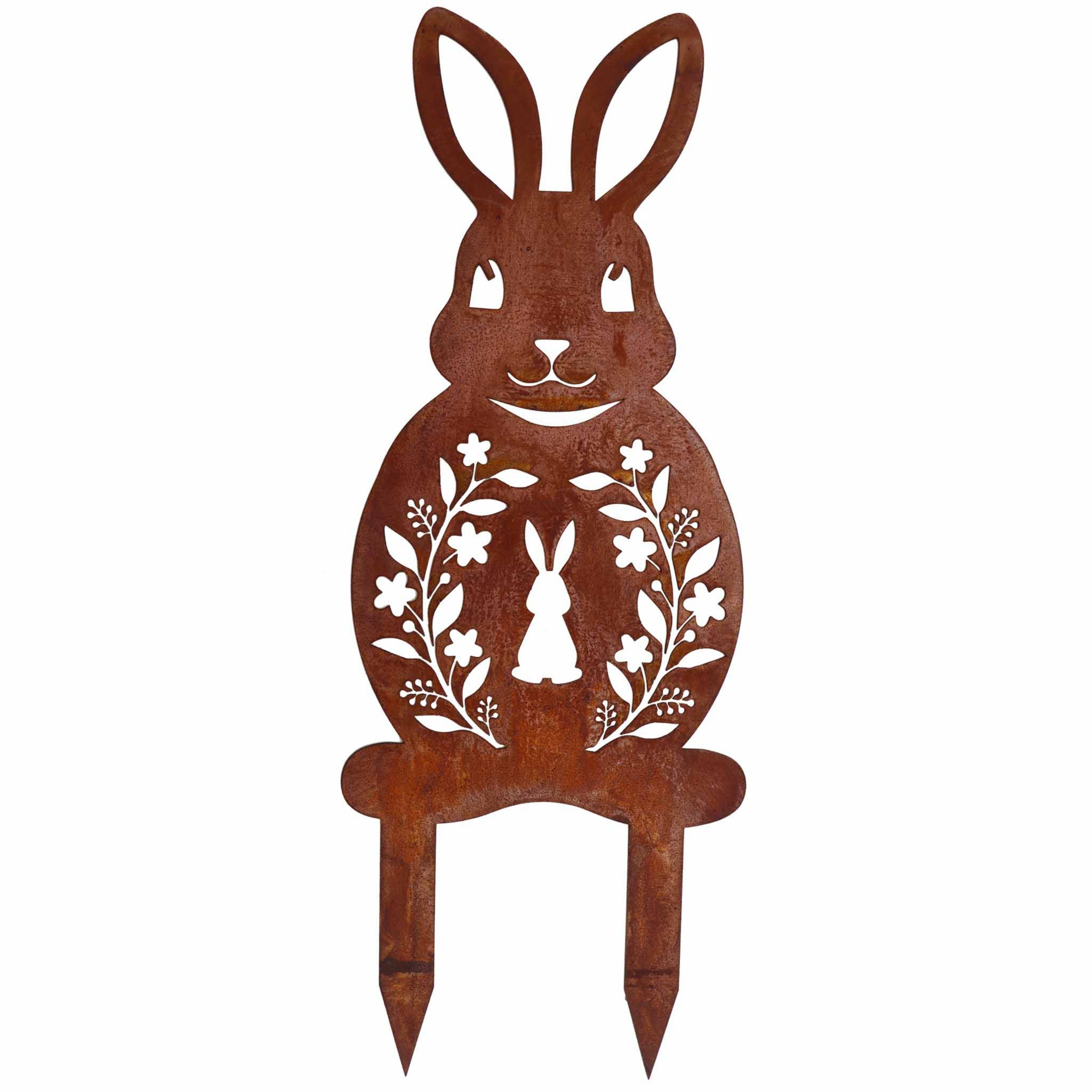 Rostikal Osterfigur Osterhase Figur Rost Metall Osterdeko (1 St), Echter Rost
