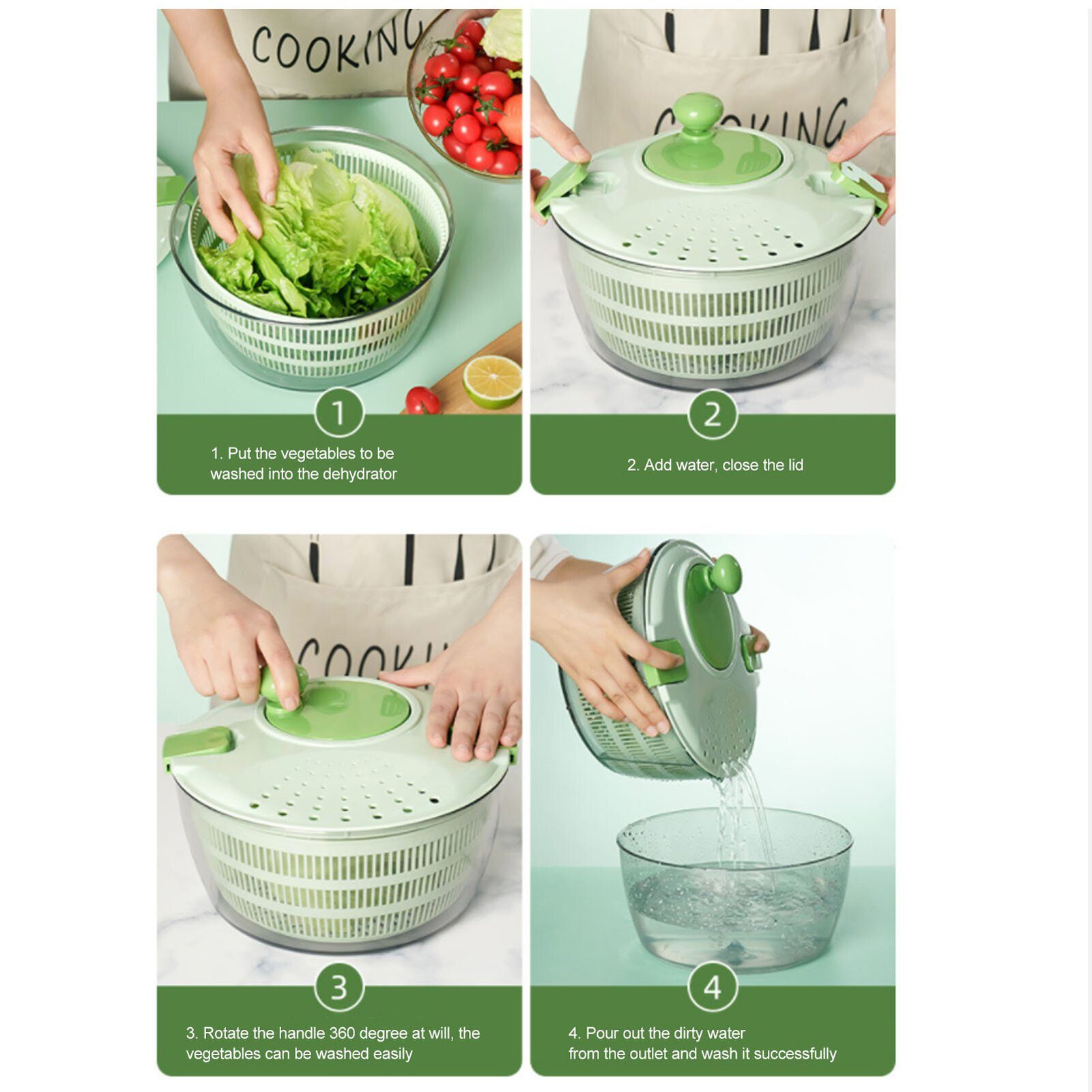 Salatschleuder PP Korb Salatabtropfschale, Gemüseabtropfschale Material, aus Gemüsewaschmaschine 4L Obstabtropfschale Salatabtropfschale,Grün FUROKOY