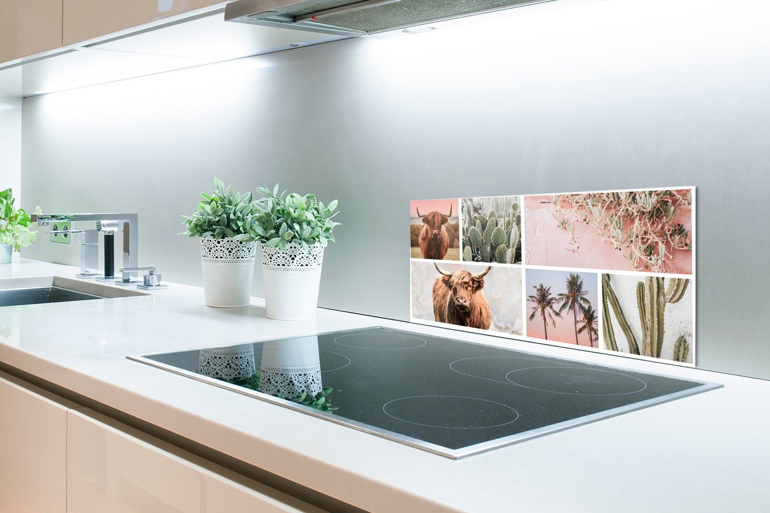 Küchen Küchenrückwand - Wandschutz, (1-tlg), für Geprüfte Scottish Pastell Pflanze, MuchoWow 60x30 und gegen Schmutzflecken Highlander Fett cm, -