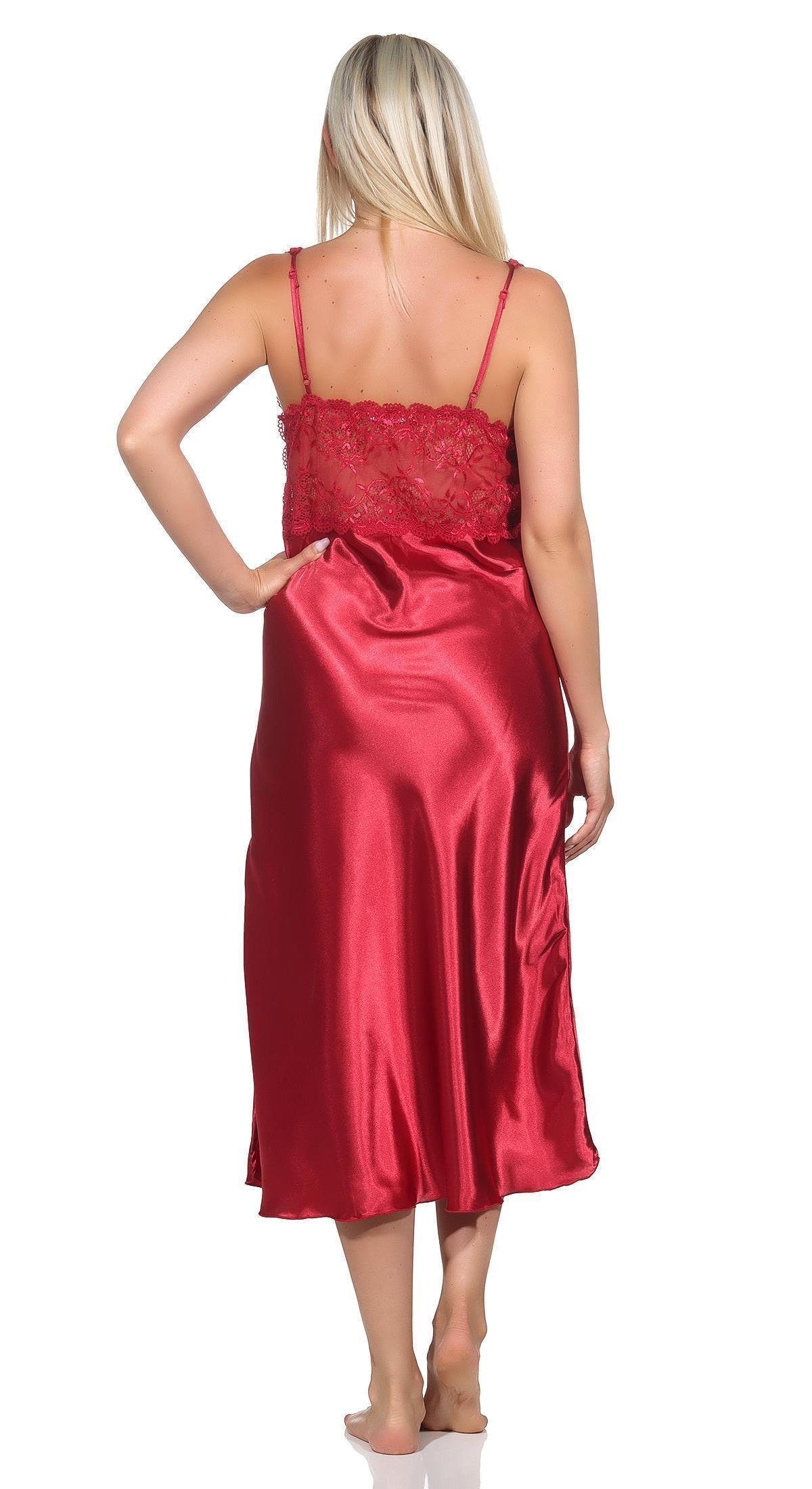 EloModa Negligé Damen Negligé Satin Nachtkleid Reizwäsche mit Spitze; S M L XL 2XL (1-tlg)