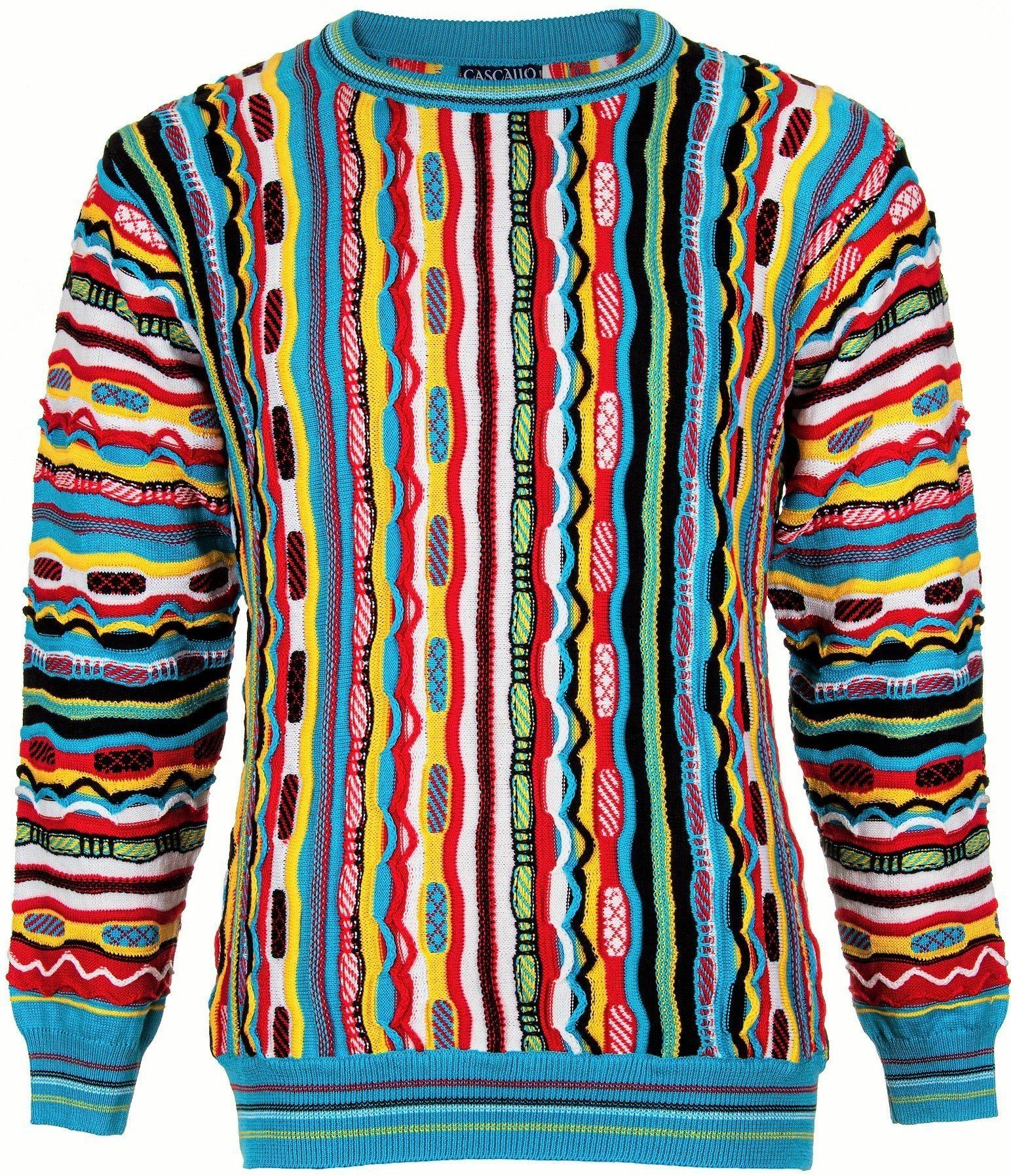 3D Rundhals-Pullover Gestrickter Regular Cascallo (1-tlg) Designer Strickpullover Luxus Tommaso - Optik Fit