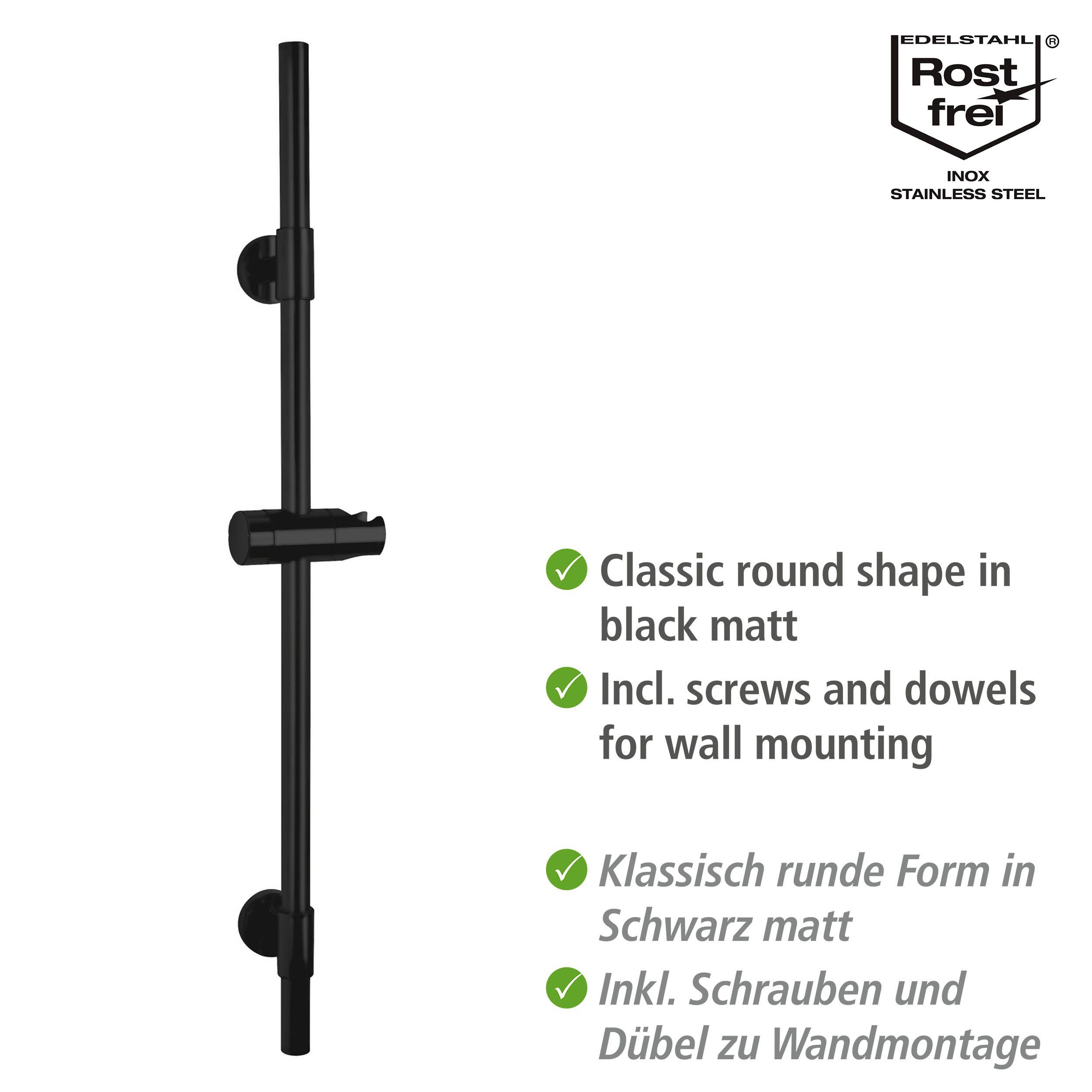 WENKO Duschstange Basic, Schwarz günstig online kaufen