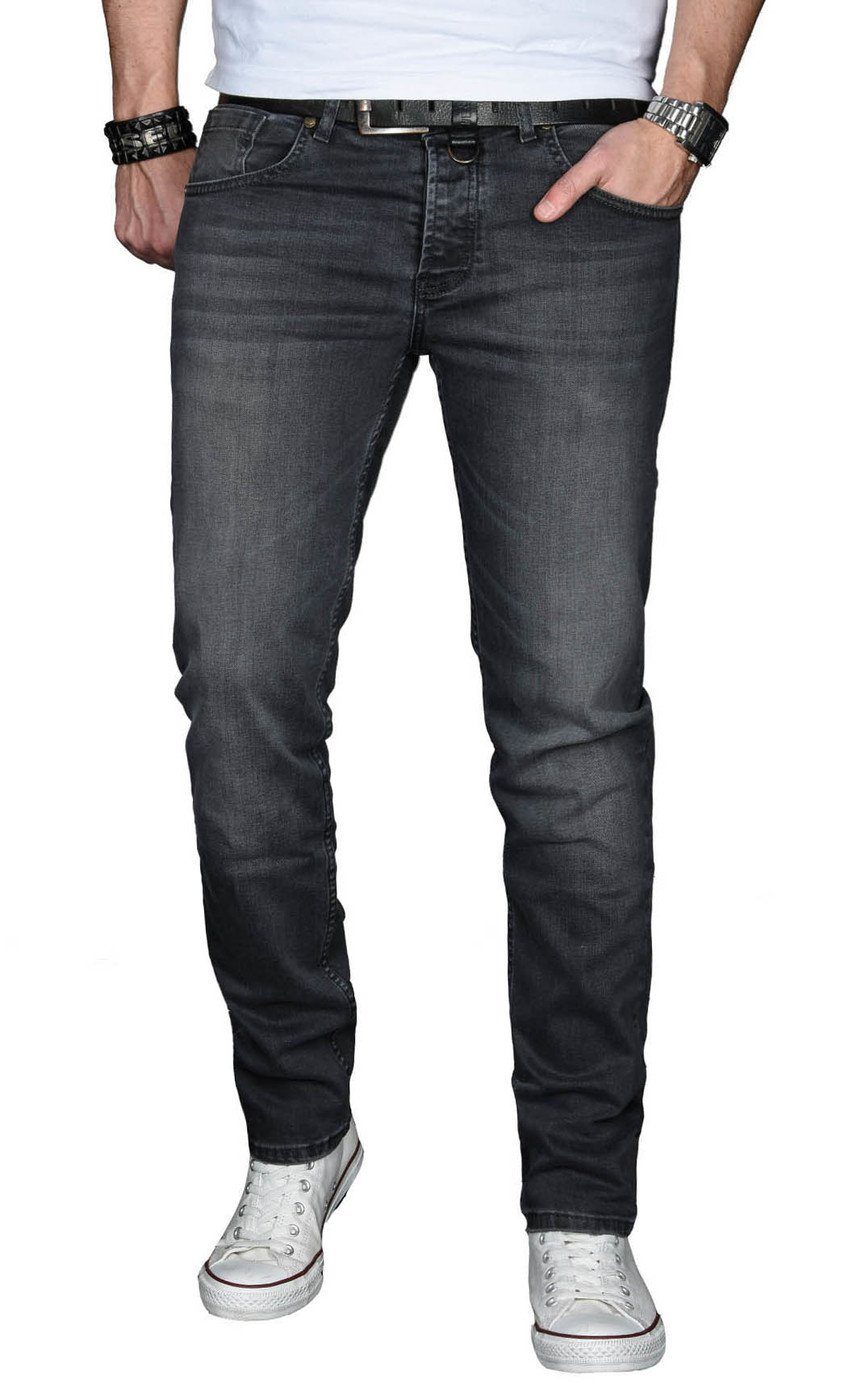 Alessandro Salvarini Straight-Jeans ASMinero Slim Fit Jeans mit 2% Elasthan dunkelgrau