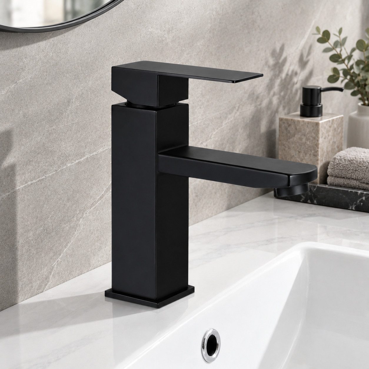 Ledklang Waschtischarmatur Schwarz, Hochdruck Mischbatterie Spülbecken,18.7CM Hochdruck-Armatur aus Edelstahl für Waschbecken & Bad