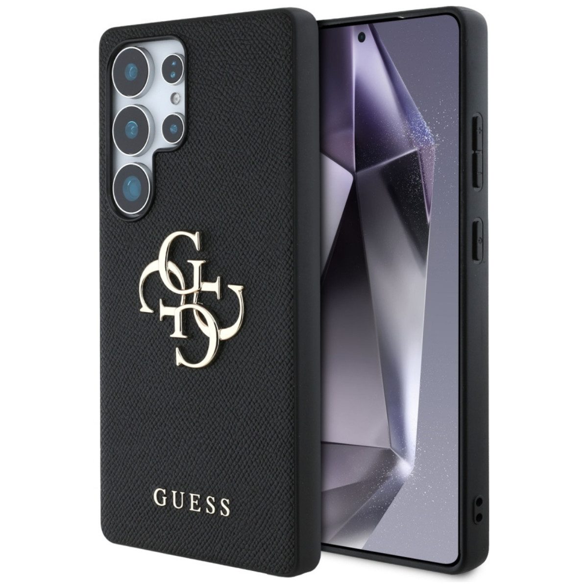 Guess Handyhülle Grained 4G Logo Classic Kompatibel mit Samsung Galaxy S25 Ultra, Kompatibel mit Samsung Galaxy S25 Ultra, schmale Kantenführung
