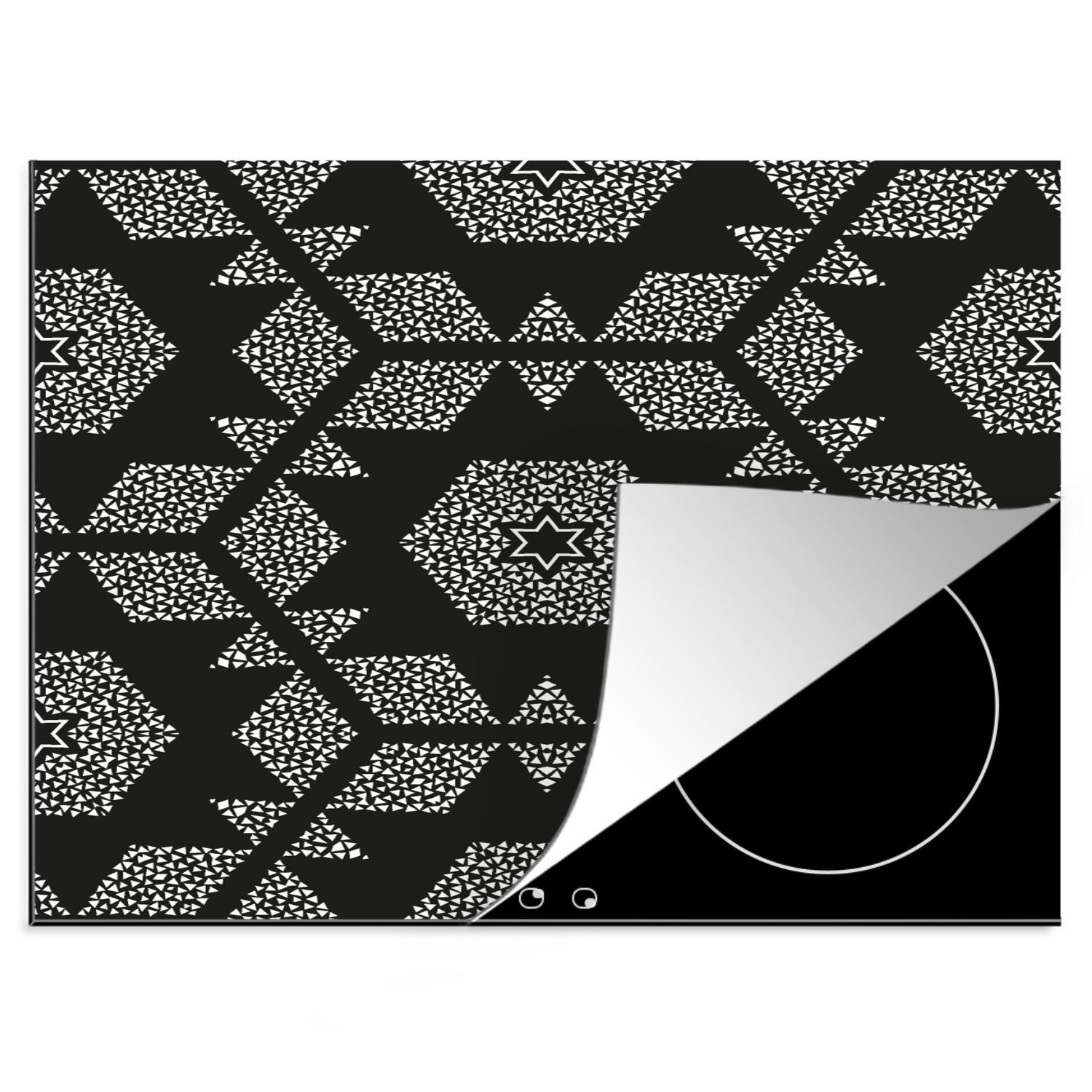 MuchoWow Herdblende-/Abdeckplatte Weihnachtsstern - Geometrie - Winter - Muster, Vinyl, (1 tlg), 60x52 cm, Mobile Arbeitsfläche nutzbar, Ceranfeldabdeckung
