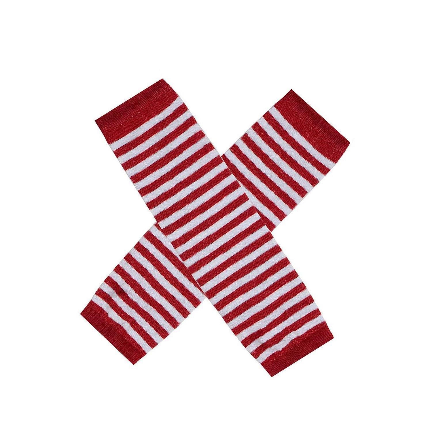 LuxusKollektion Strickhandschuhe Damen Fingerlose Handschuhe gestreift Rot Weiß (1-St)