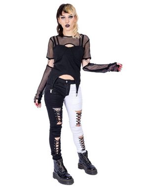 Heartless Crop-Top Lisha Gothic Netz Oberteil Punk Shirt Rave Mesh Cyberpunk