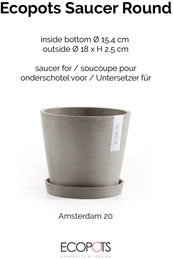 ECOPOTS Blumentopfuntersetzer ROUND SAUCER Taupe, BxTxH: 18x18x2,5 cm günstig online kaufen