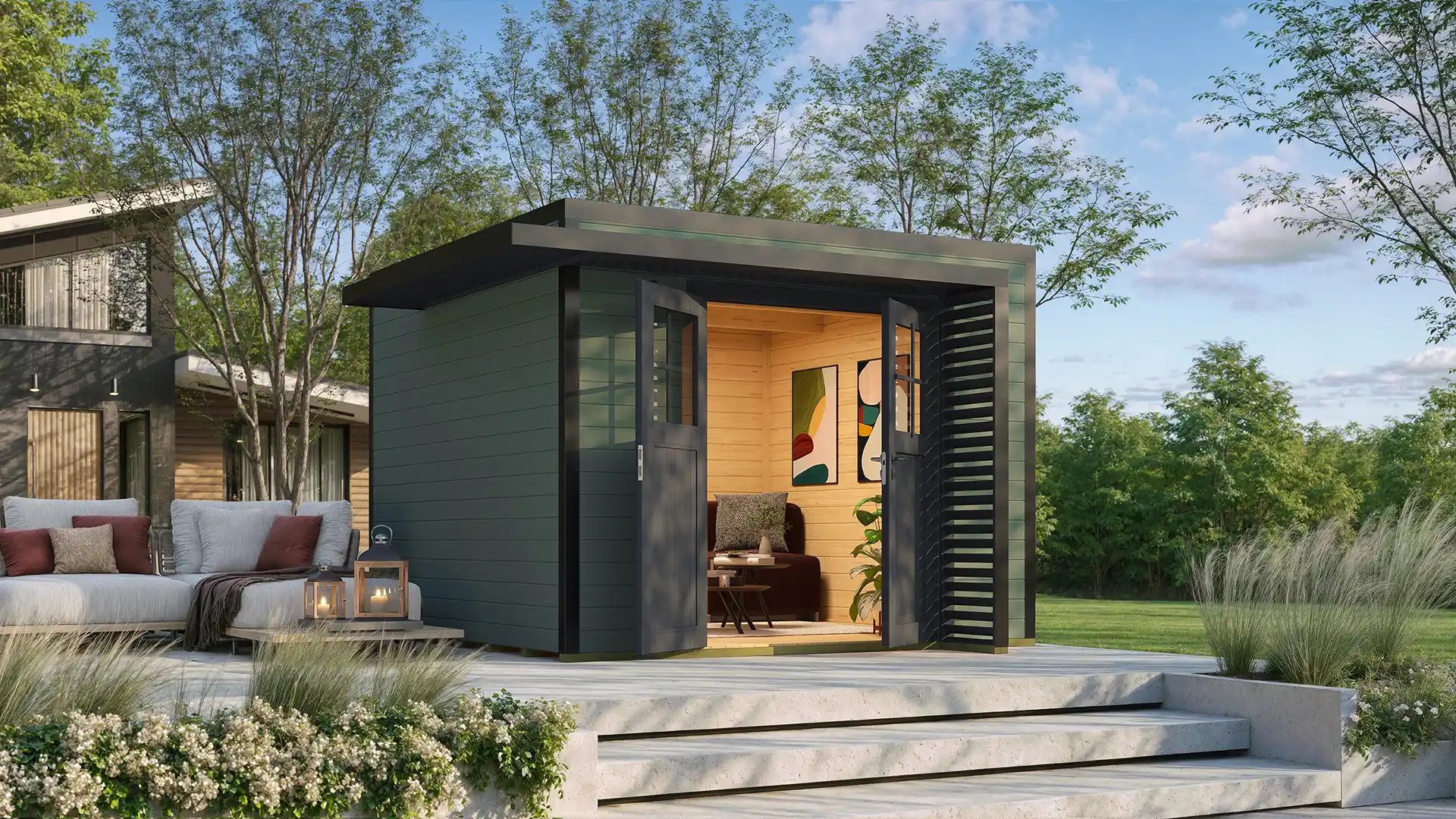 weka Gartenhaus Amberley, BxT: 350x350 cm, verschiedene Farben