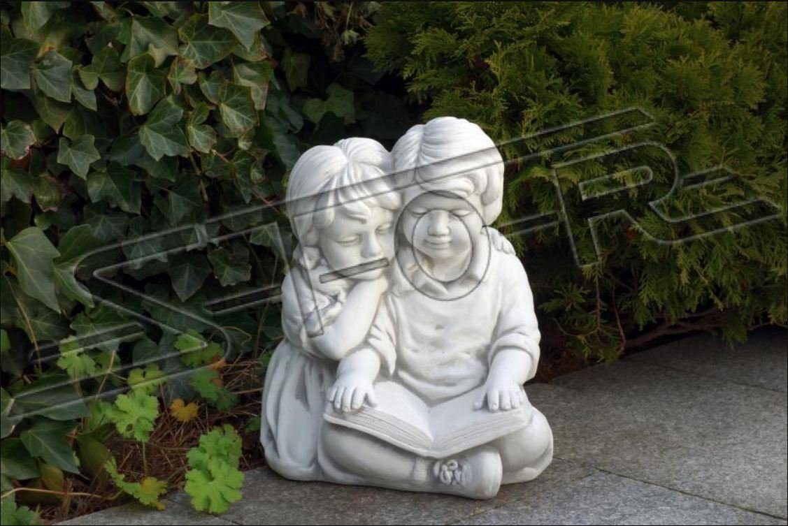JVmoebel Skulptur Junge & Mädchen Lesen Garten Dekoration Kinder Figuren Statue Neu