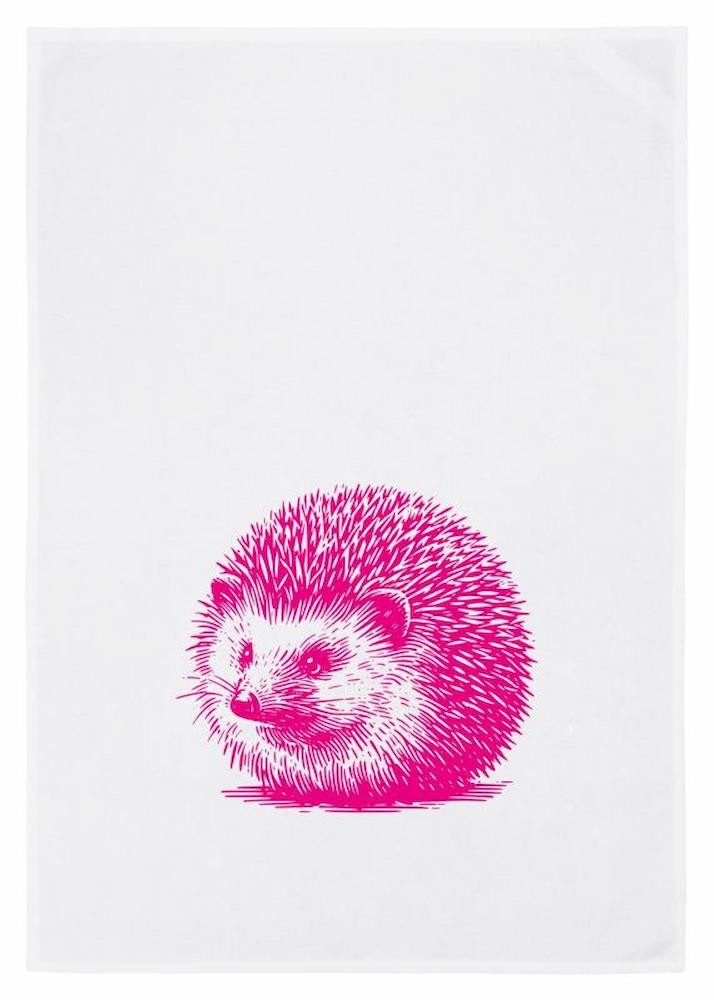17;30 Hamburg Geschirrtuch Igel, Pink, (1-tlg), 50x70cm, Siebdruck
