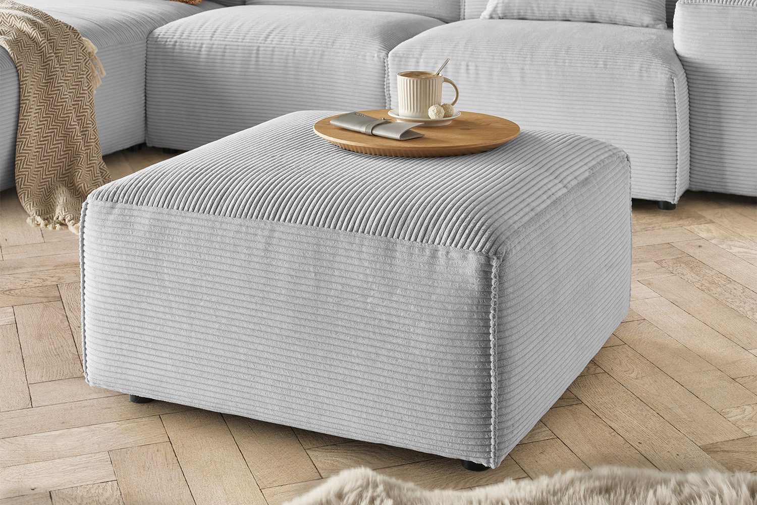 KAWOLA Hocker RANI, Polsterhocker Cord verschiedene Farben