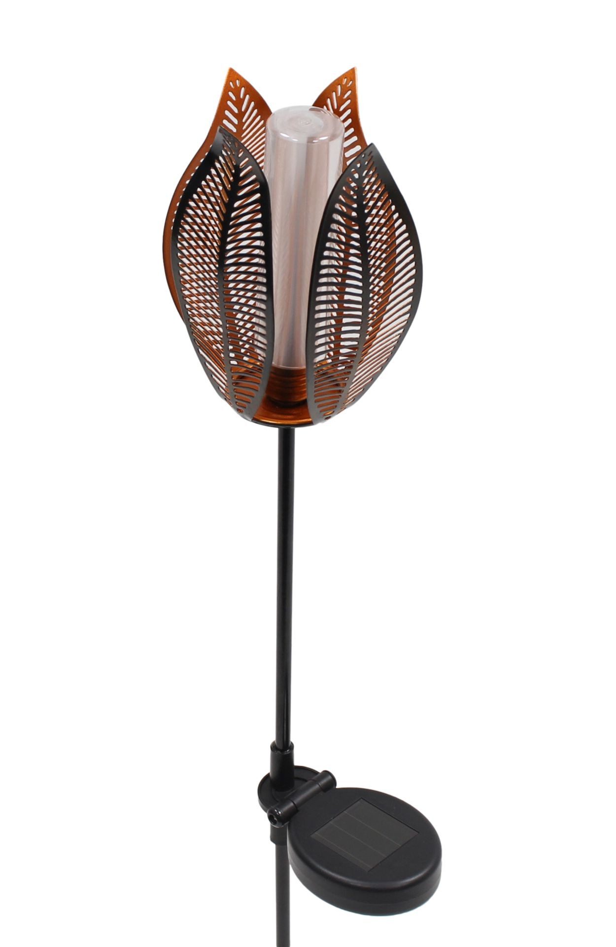 Frank Flechtwaren Gartenstecker "Blume" 84 cm hoch, Solar LED Dekostecker wetterfest, Solarlampe Outdoor Solarleuchte für Draußen