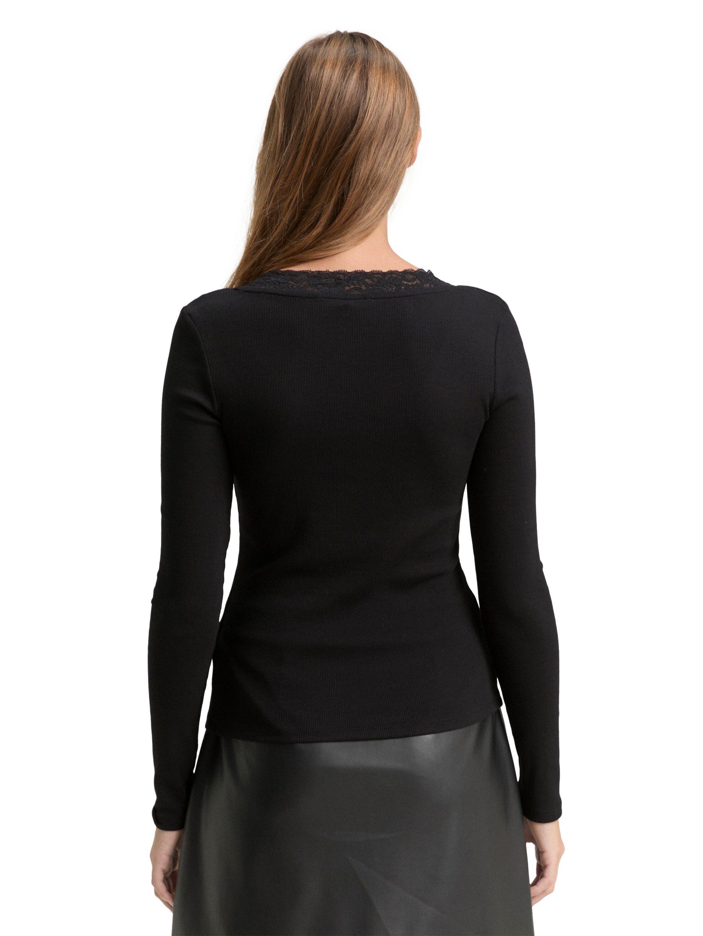 TOM TAILOR Denim Langarmshirt mit Spitzen-Detail günstig online kaufen