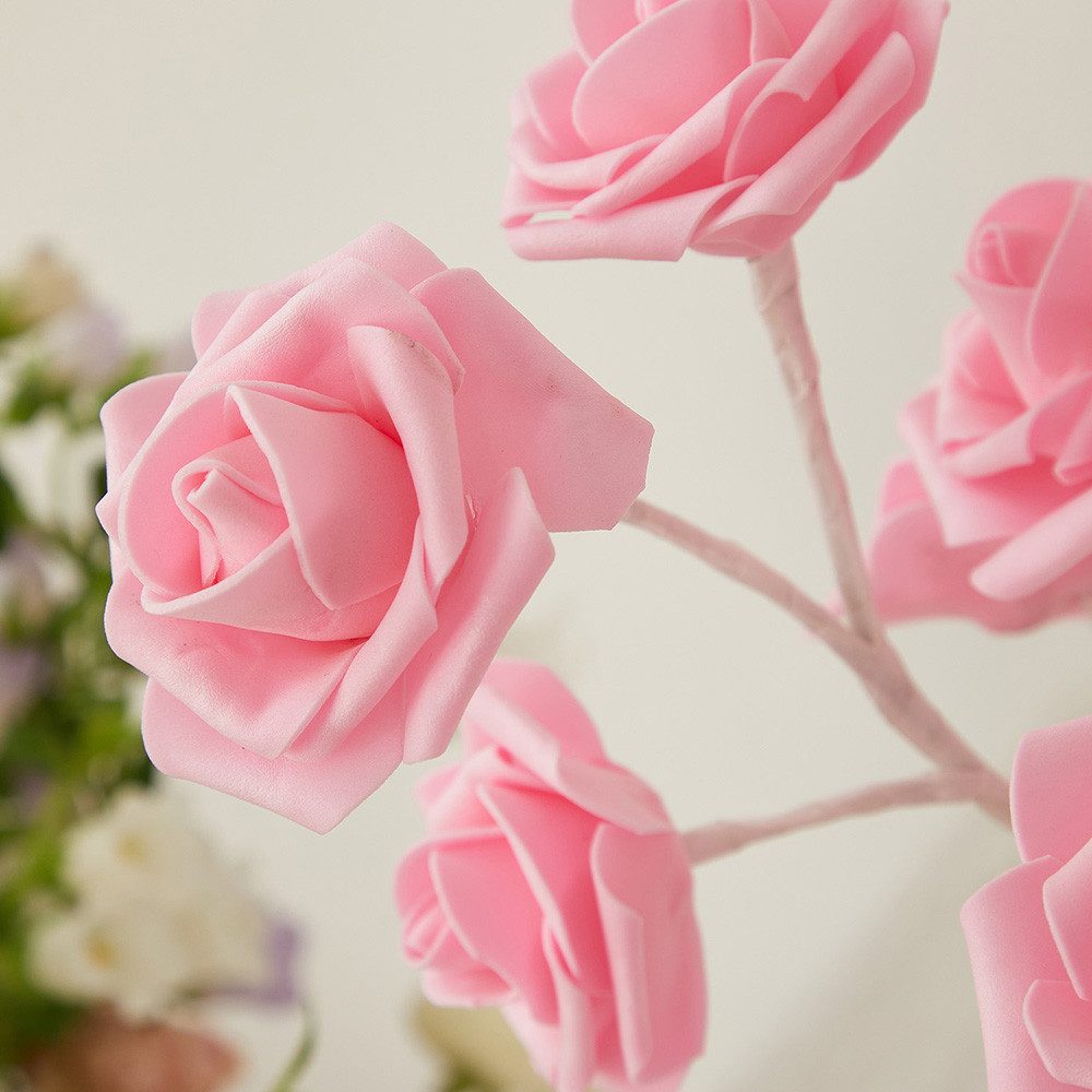 MUPOO LED Baum Rosenblütenbaum Licht für Tischplatte, LED-Tisch-Bonsai-Baum Lichtdekor, Rosa Rose, schwarze Basis, LED fest integriert, für Valentinstag,Zuhause – Bild 4 von 5