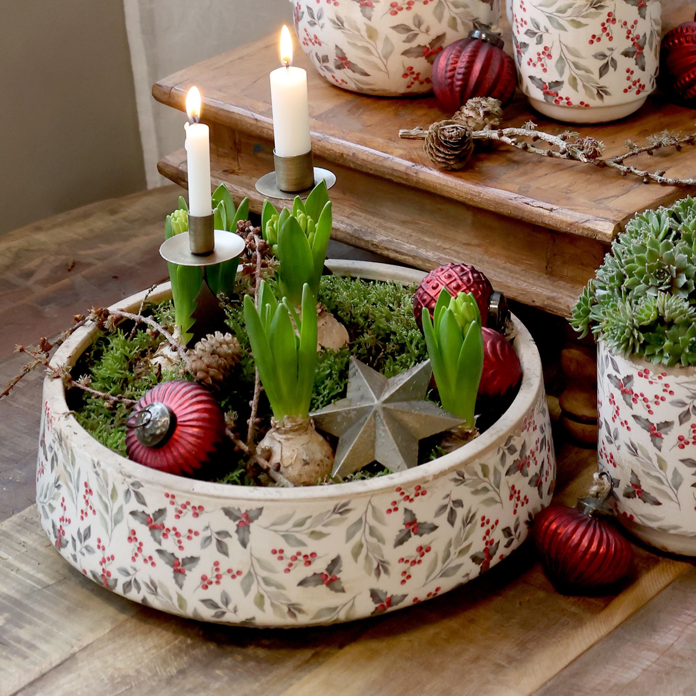 Chic Antique Pflanzschale Pflanzschale mit Blättern und Beeren Motiv, H10/D günstig online kaufen