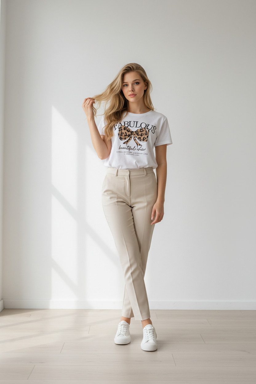 Zuckerwatte Print-Shirt Rundhalsshirt "Fabulous", Boyfriend Style aus 100% Baumwolle