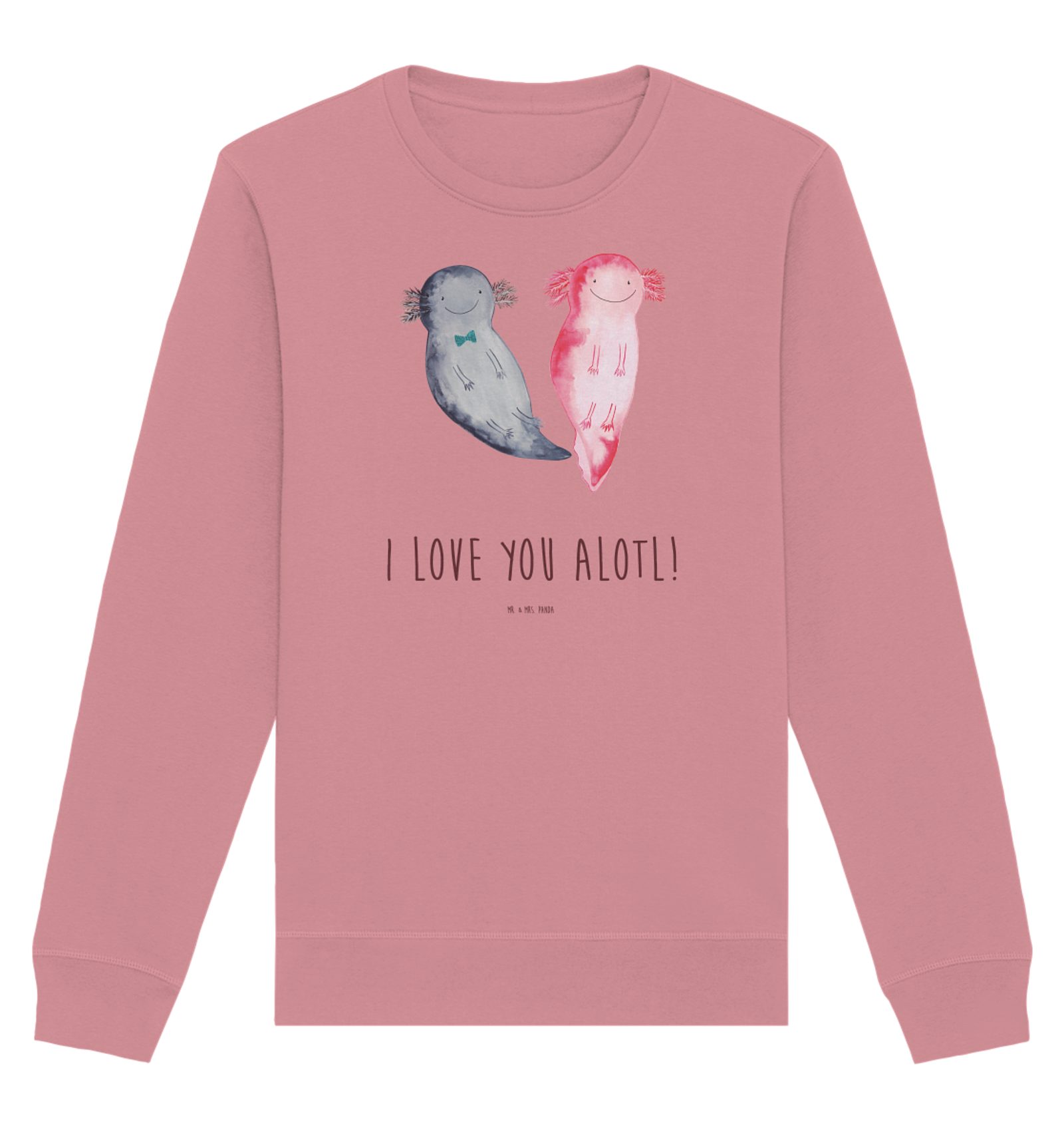 Longpullover Axolotl Liebe Größe XXL - Canyon Pink - Geschenk, Jahrestag, Geschenk